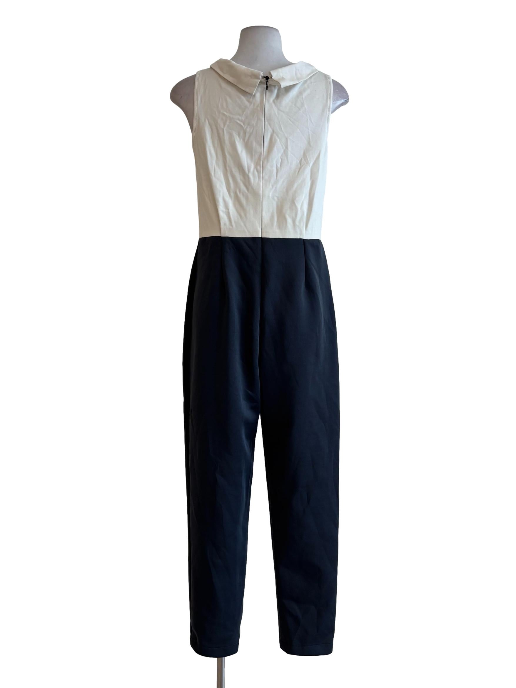 White Grey Turtleneck Sleeveless Jumpsuit