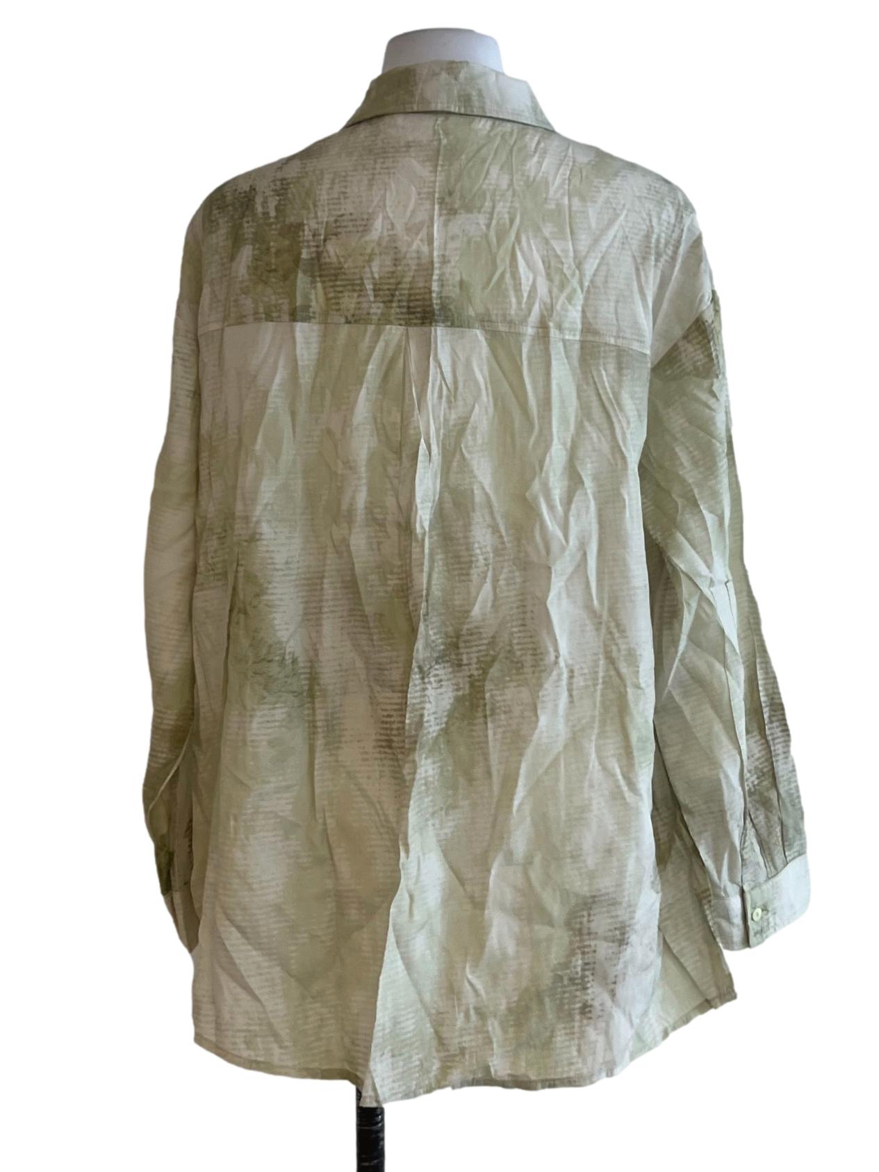 Olive Green Wing Collar Button Down Blouse