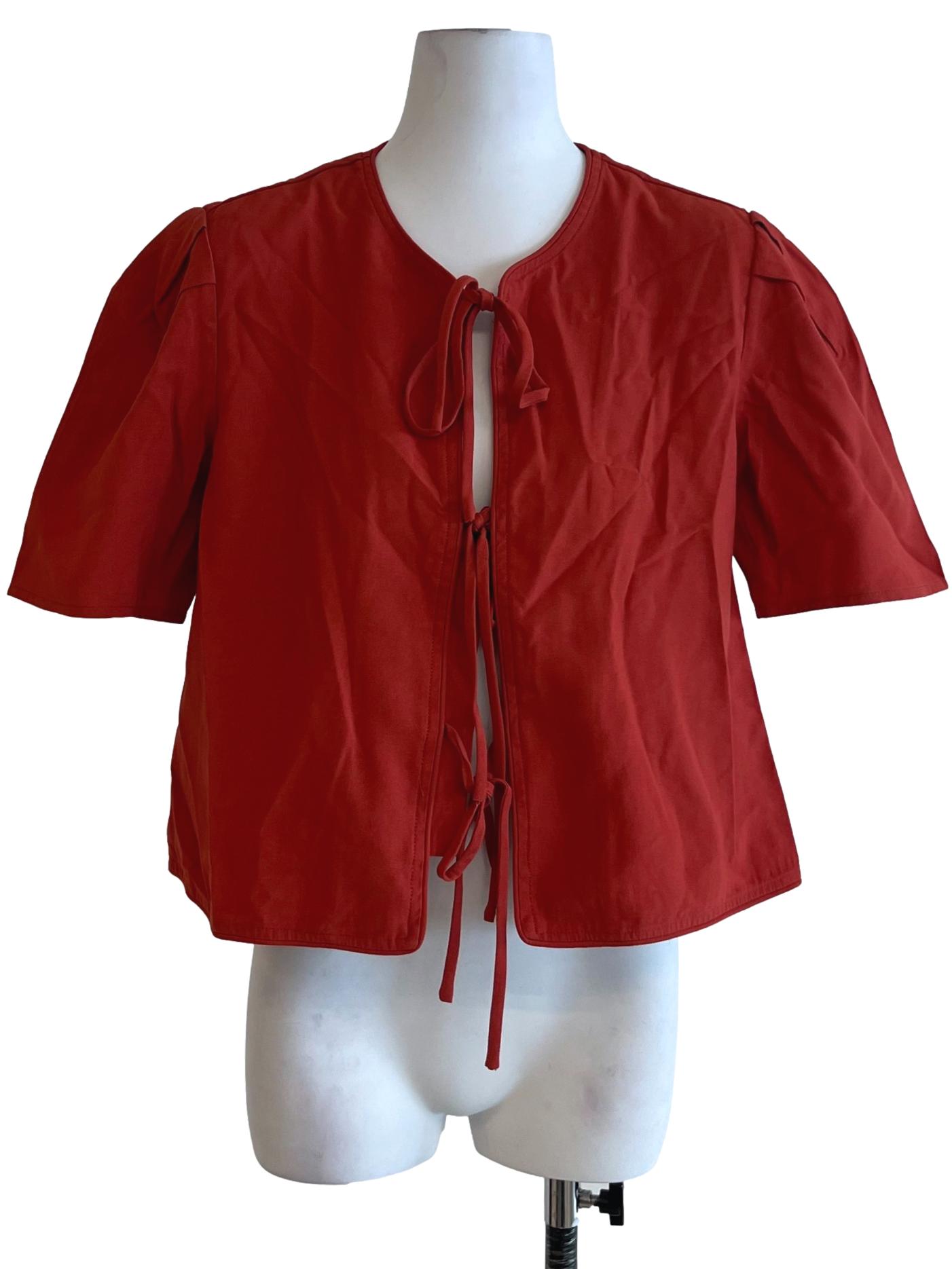 Amber Orange Tie Front Blouse