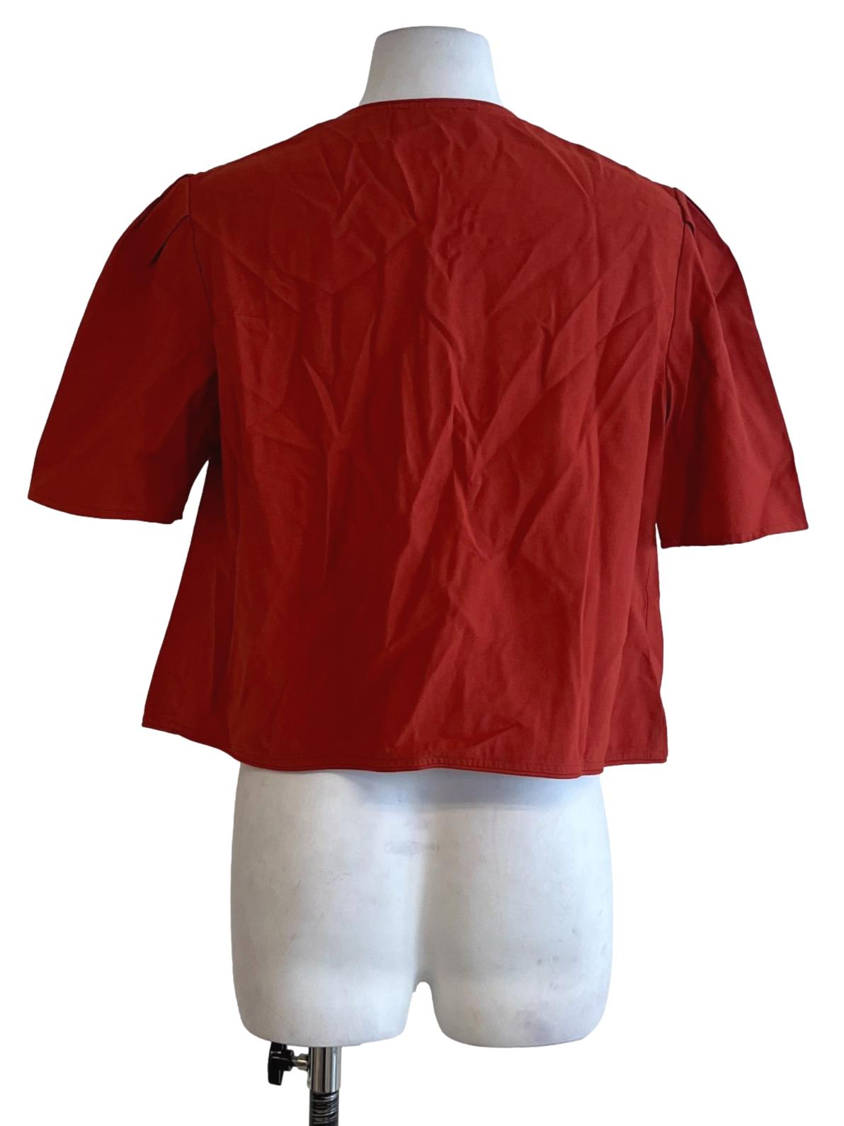 Amber Orange Tie Front Blouse