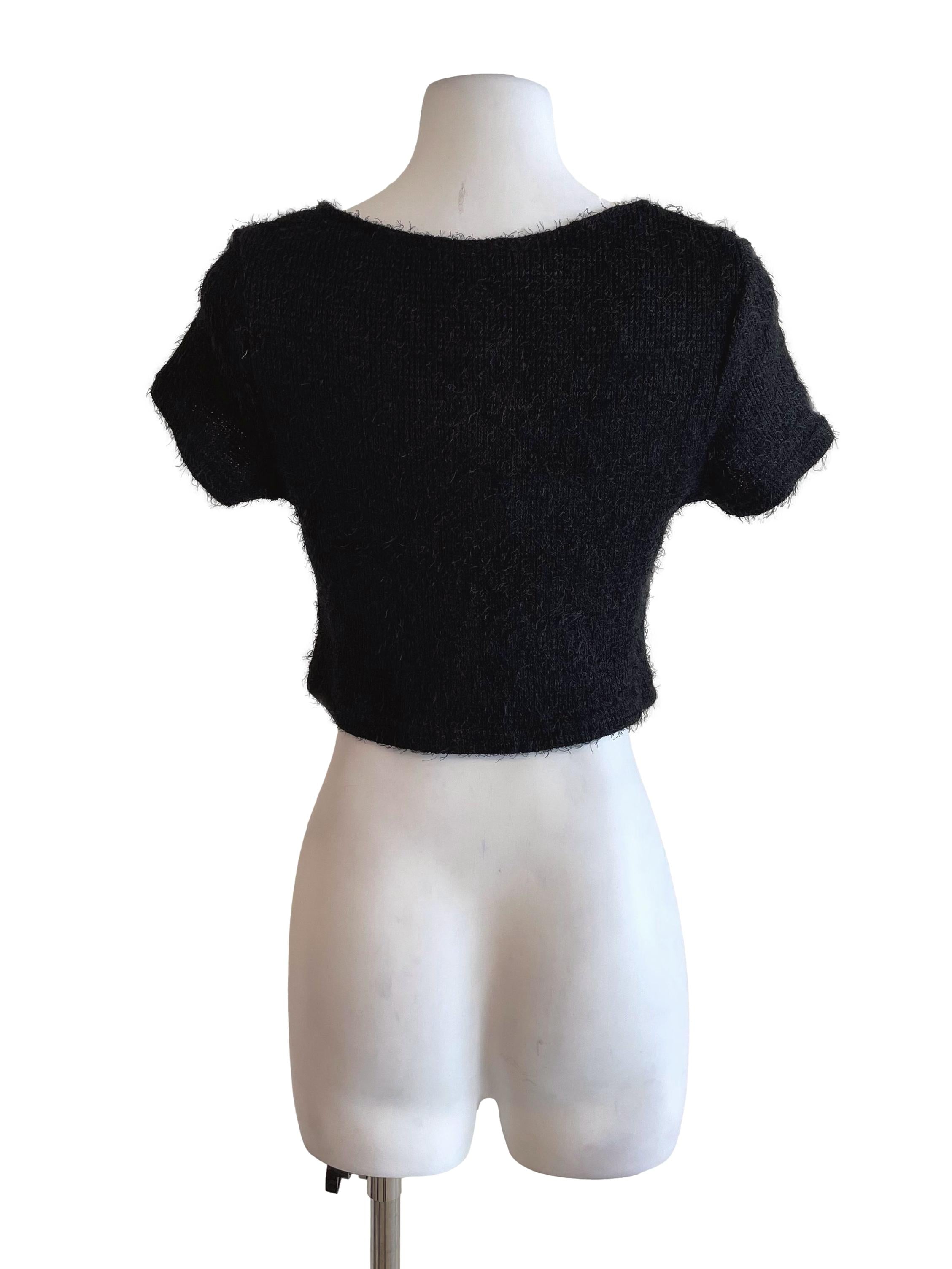 Black Fuzzy Knit Top