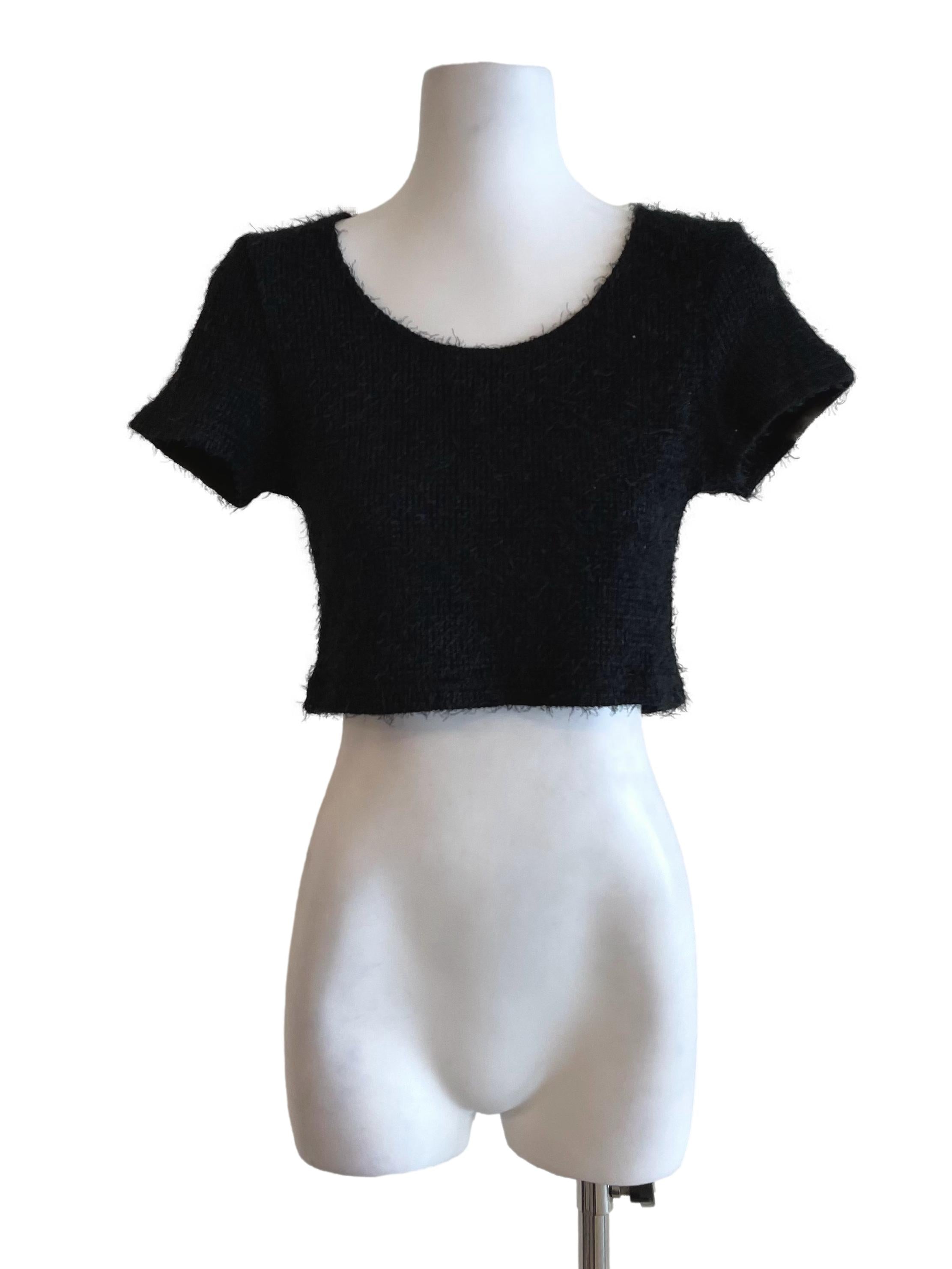 Black Fuzzy Knit Top