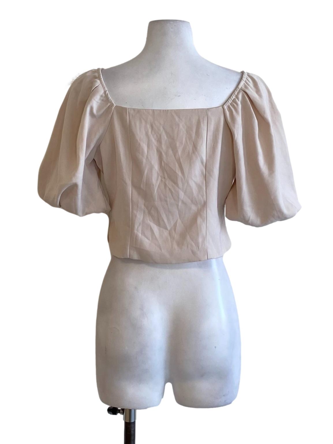 Coconut White Square Neck Puffed Cropped Top