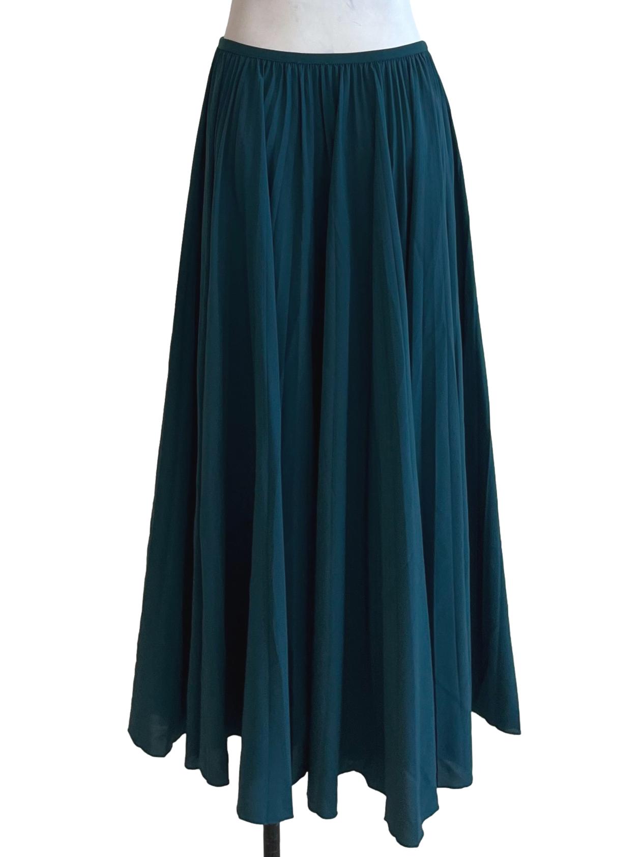 Ocean Blue Pleated High-Waisted A-Line Skirt