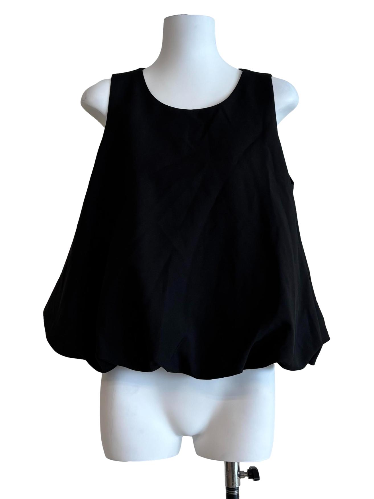 Black Round Neck Balloon Top