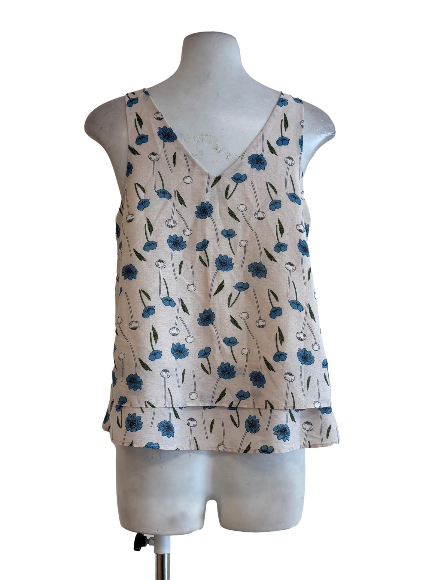 Antique White Floral Sleeveless Top