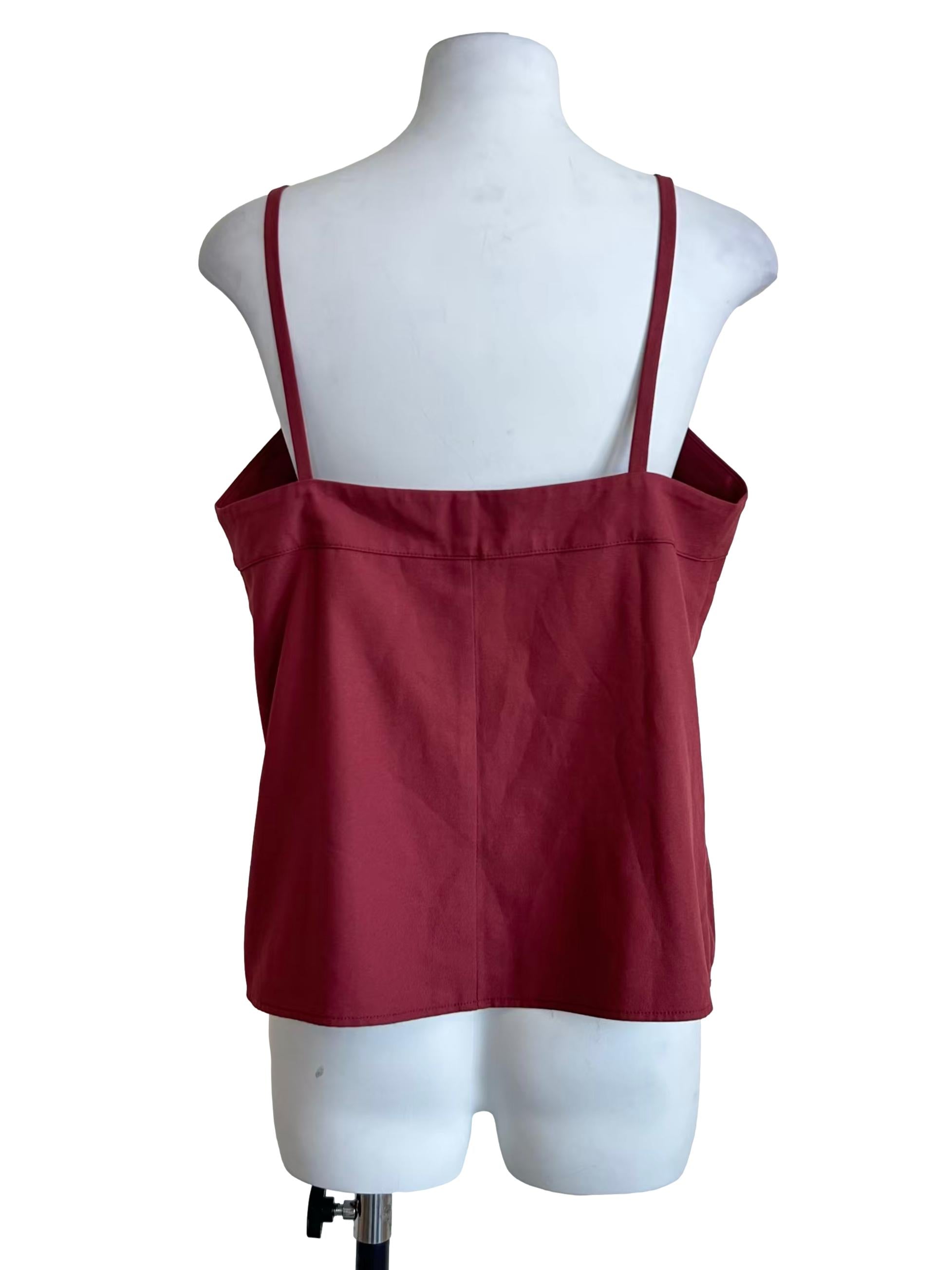 Burgundy Square Neck Sleeveless Tank Top