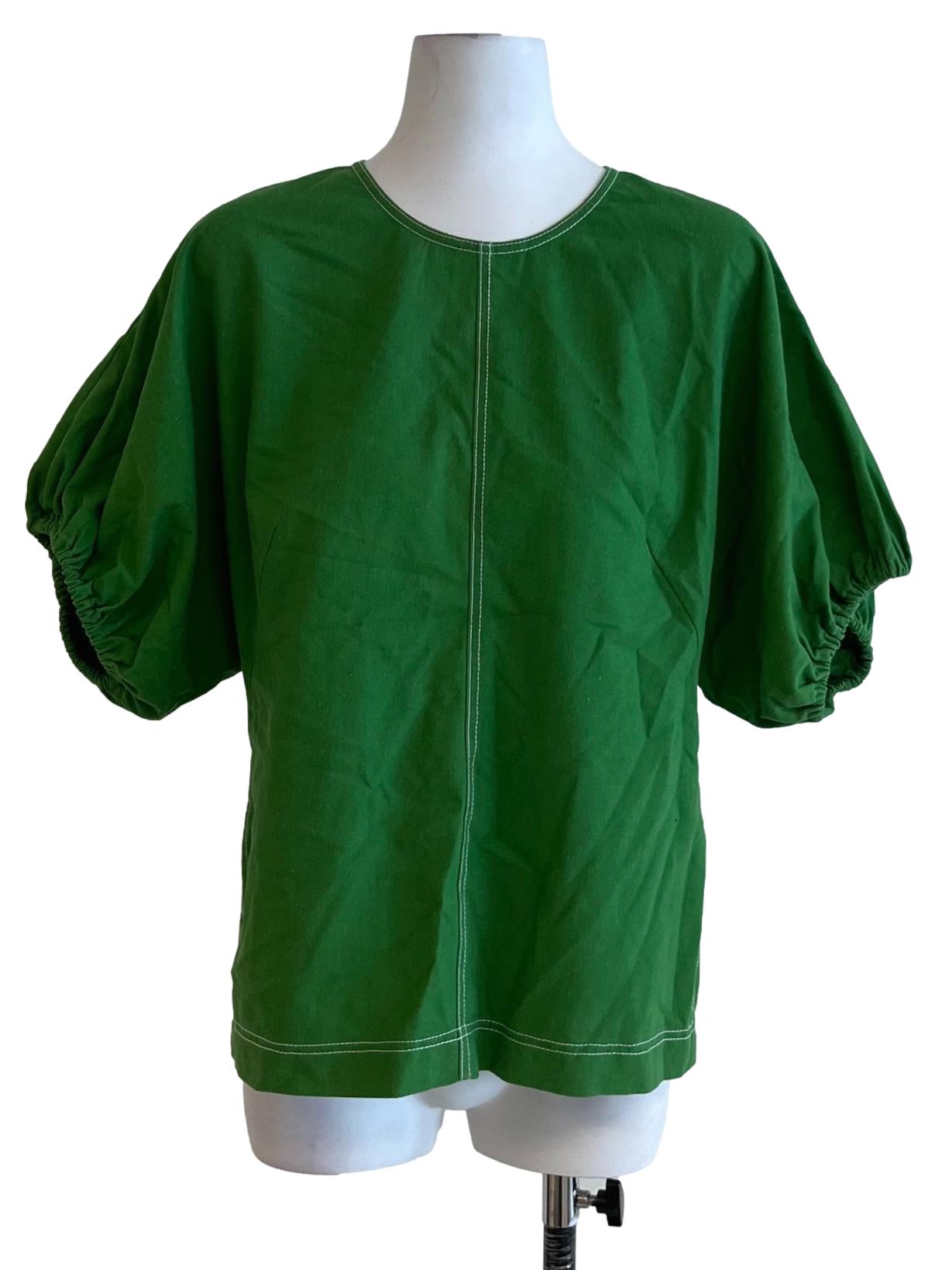 Green Jewel Neckline Blouse