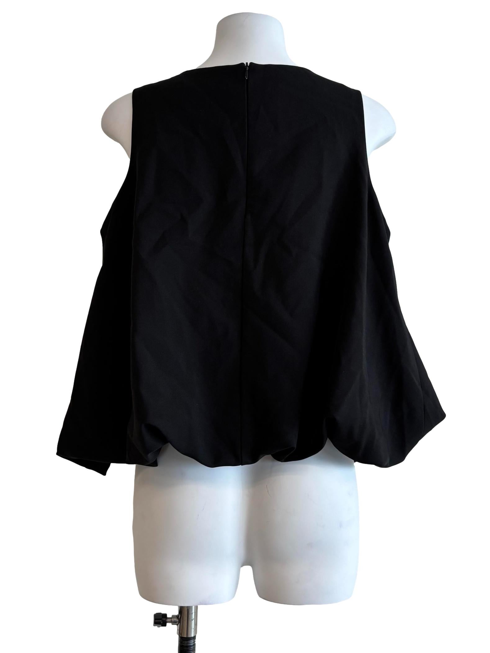 Black Round Neck Balloon Top