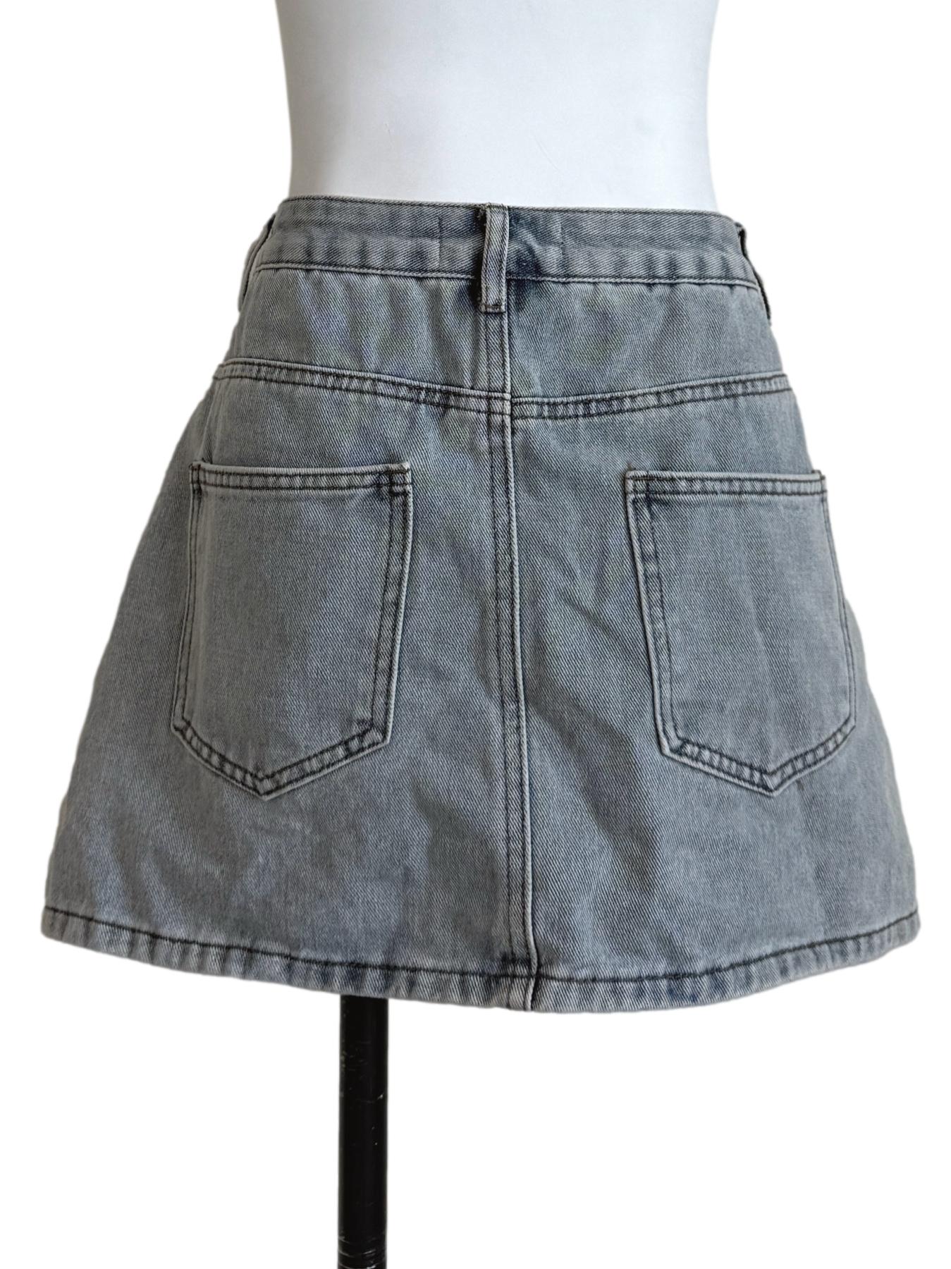 Denim Blue Ripped Mini Skirt TTR