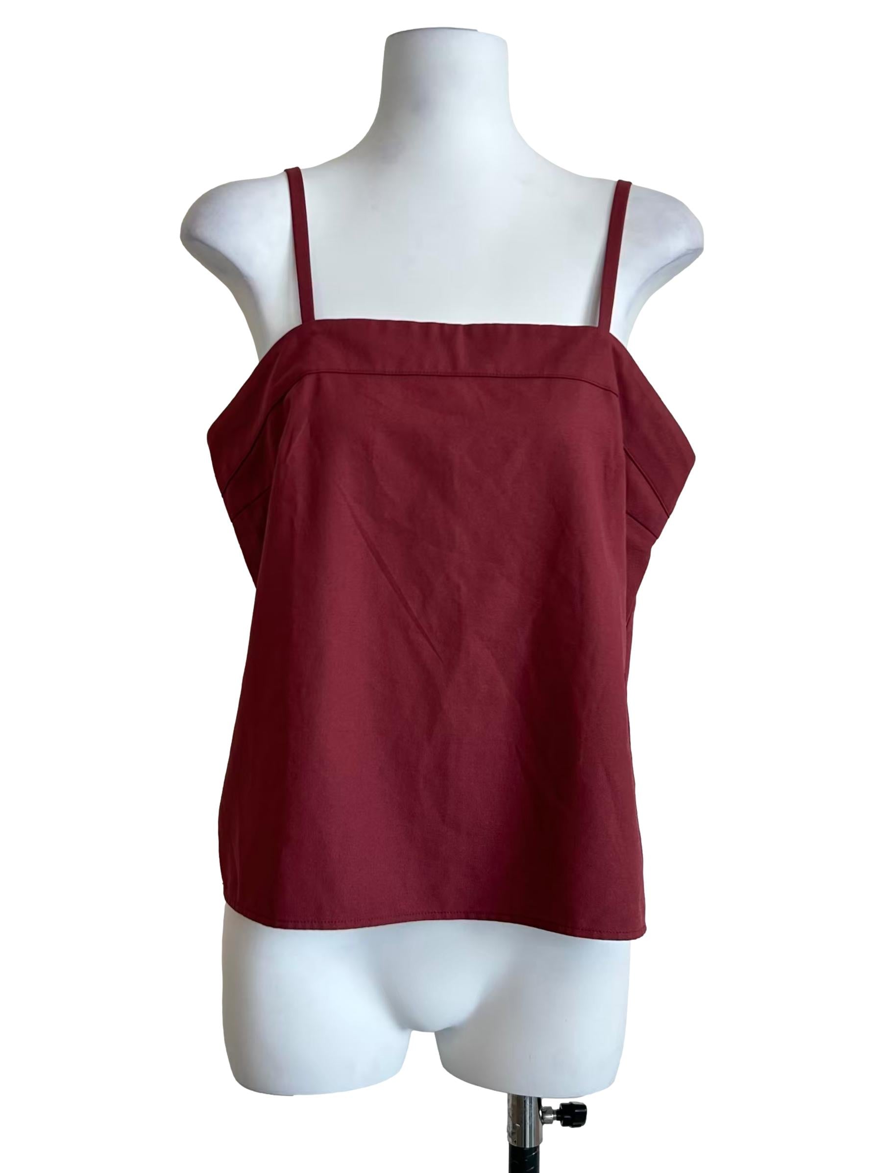 Burgundy Square Neck Sleeveless Tank Top