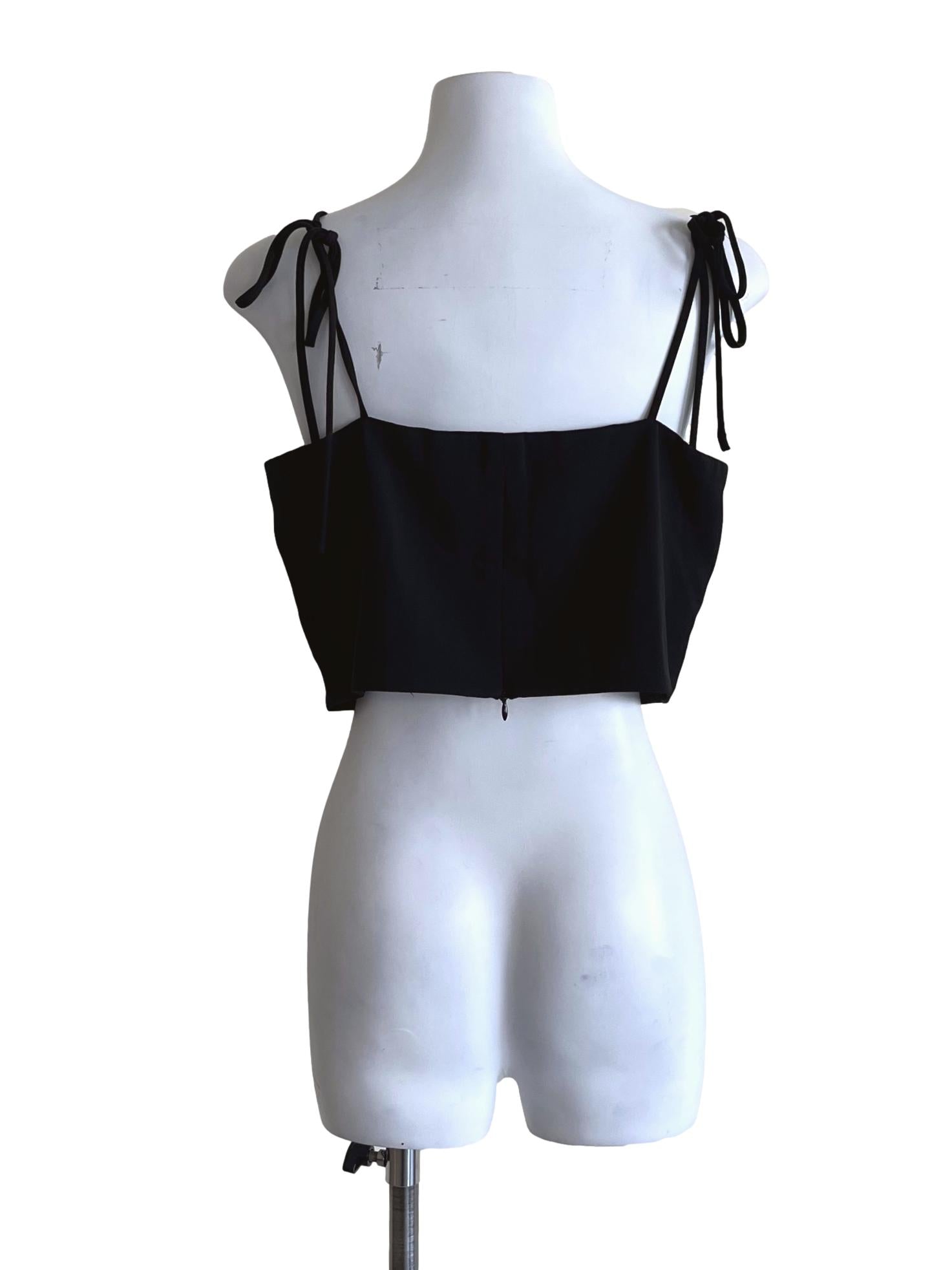 Ink Black Square Strap Crop Top