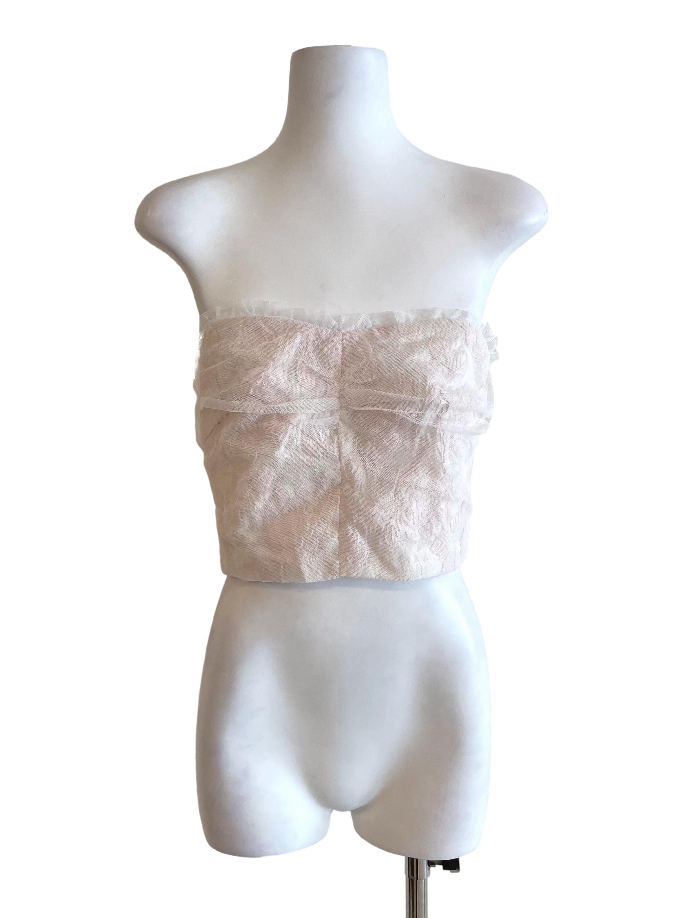Coconut Mesh Romantic Strapless Top