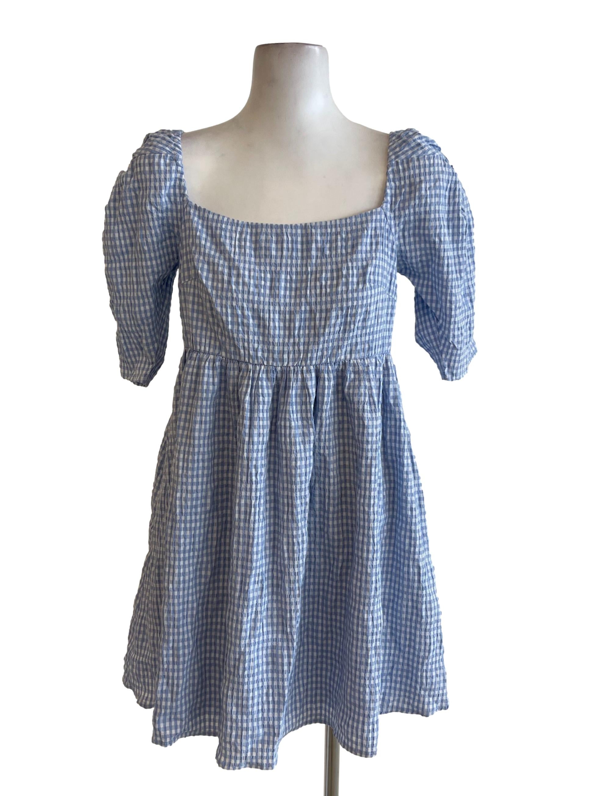 Blue Plaid Babydoll Dress