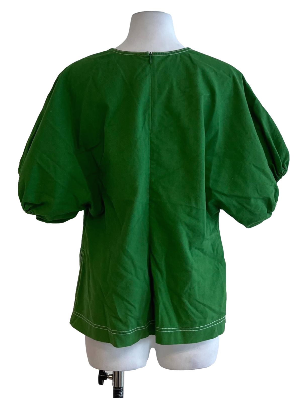 Green Jewel Neckline Blouse