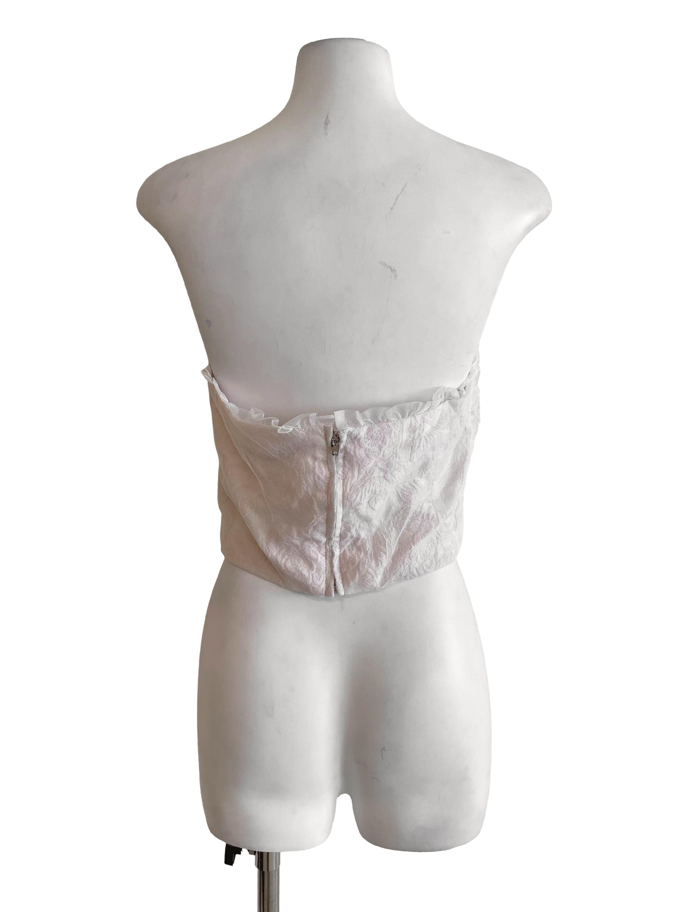 Coconut Mesh Romantic Strapless Top