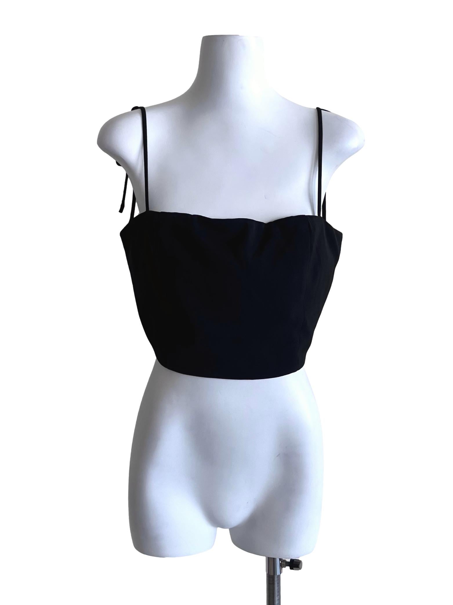 Ink Black Square Strap Crop Top