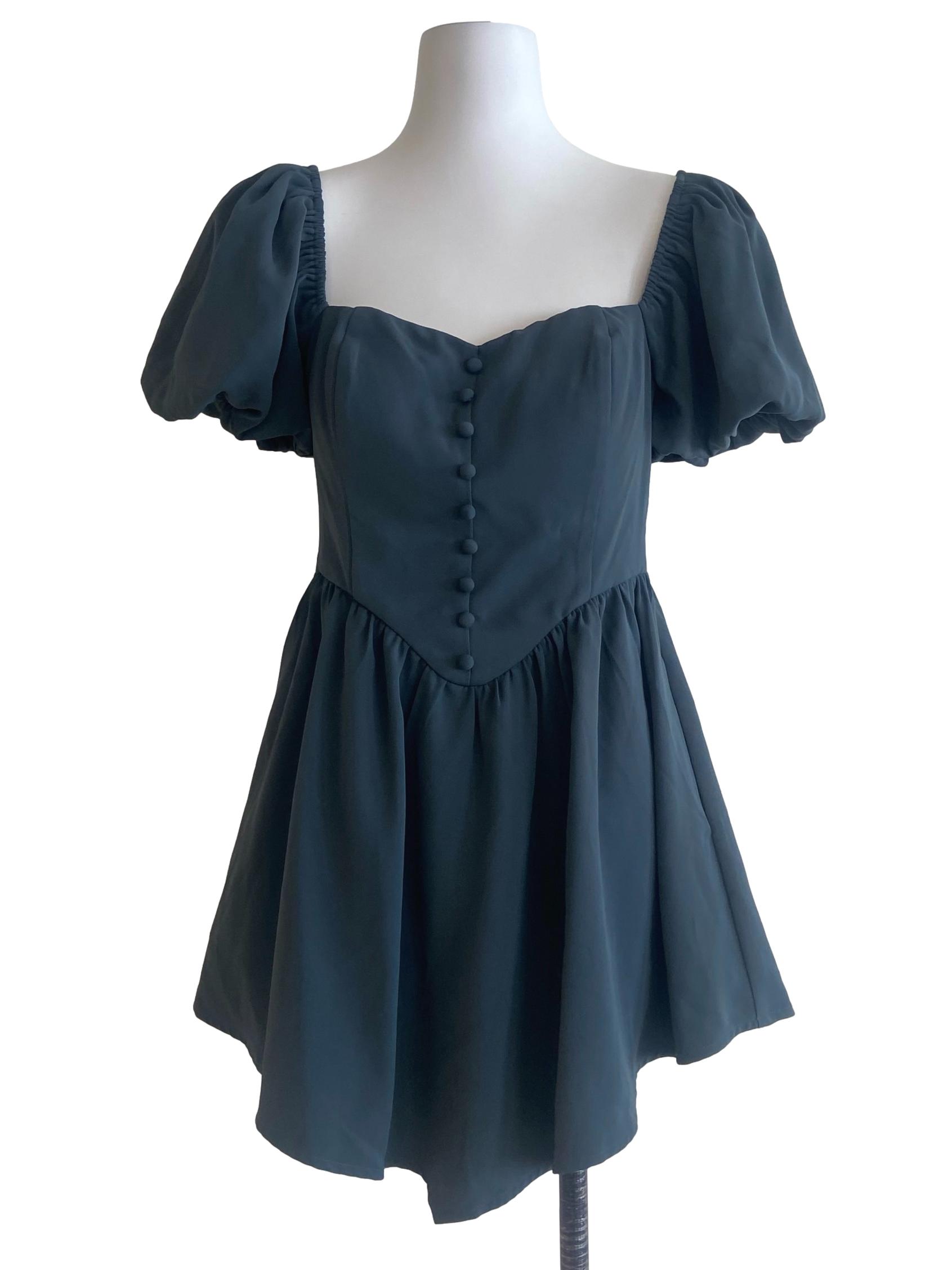 Aegean Blue Square Neck A-Line Mini Dress