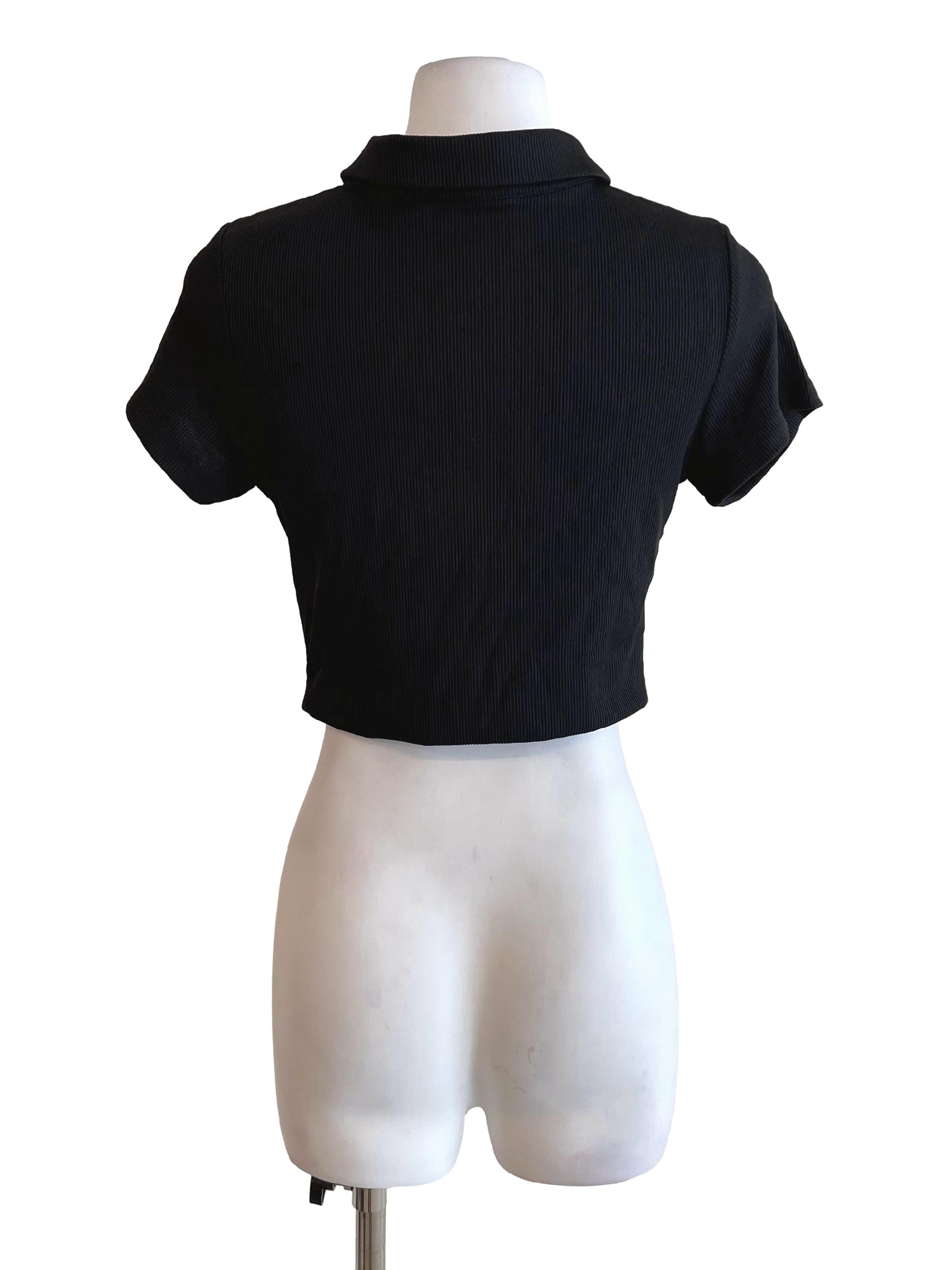 Black Henley Polo Top