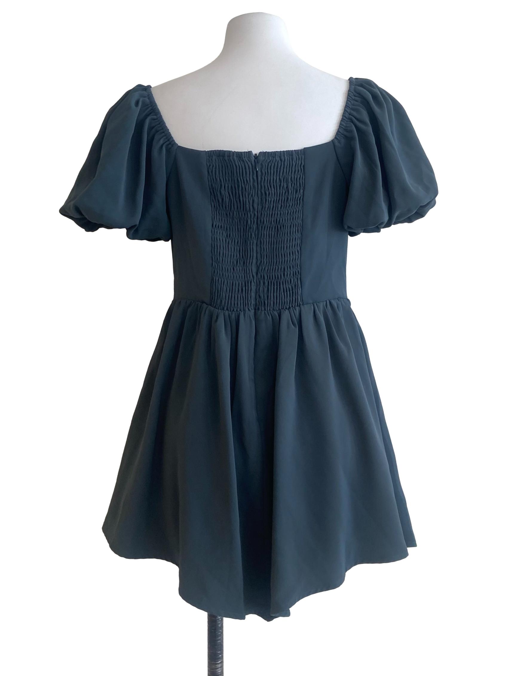 Aegean Blue Square Neck A-Line Mini Dress