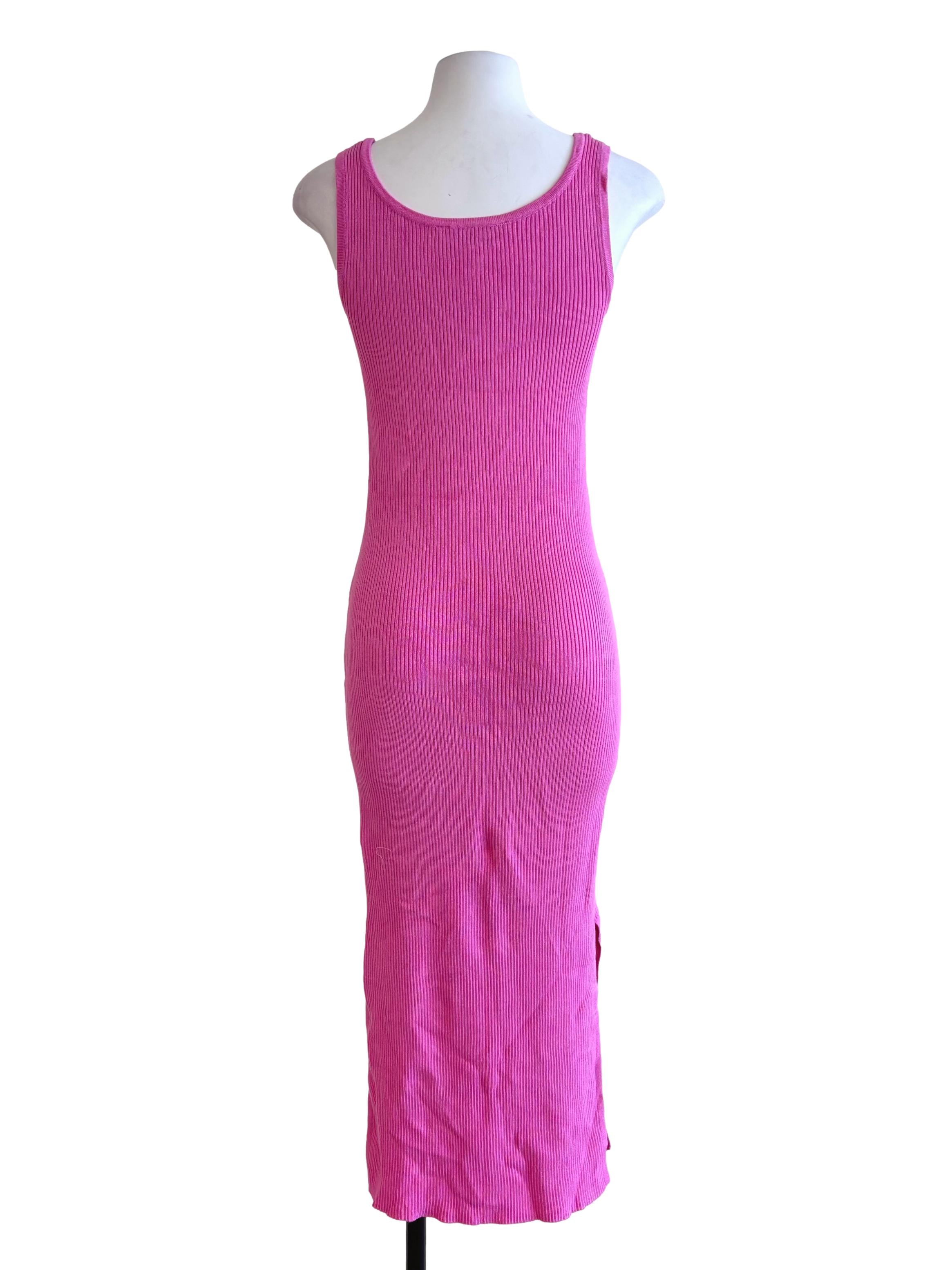 Hot Pink Ribbed Knitted Dress