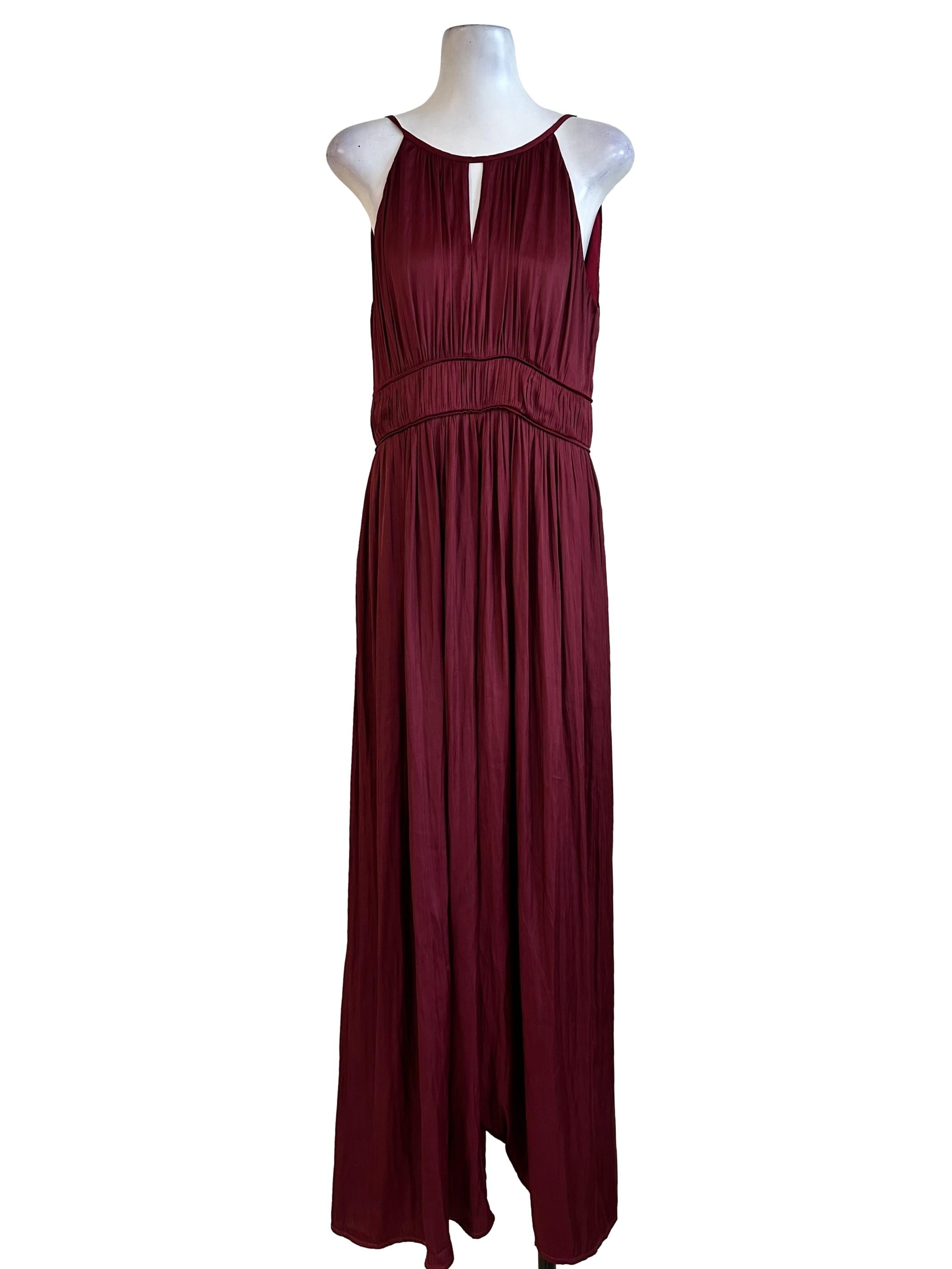 Ruby Red Satin Sleeveless Jumpsuit