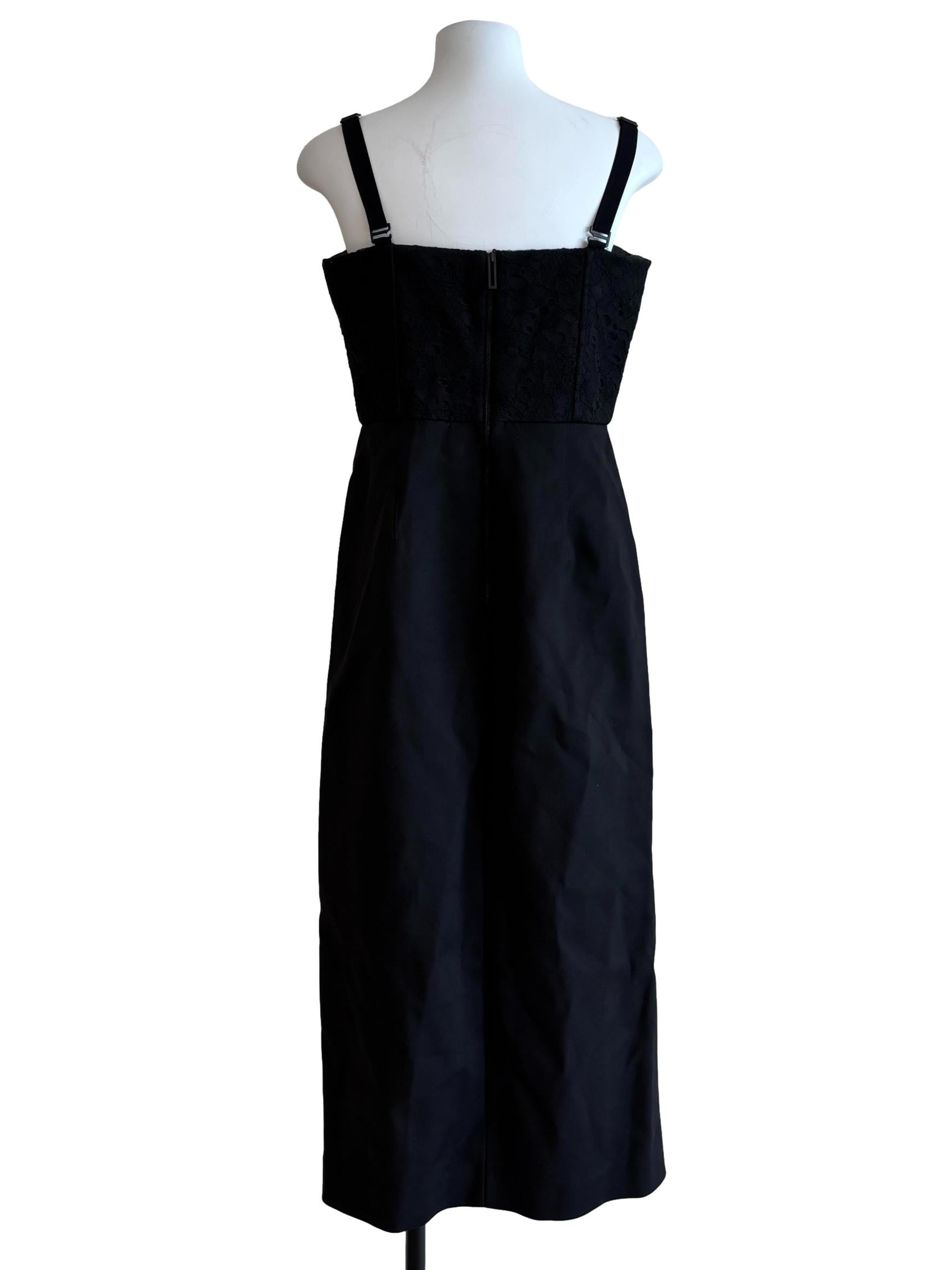 Jet Black Lace Neckline Sleeveless Dress