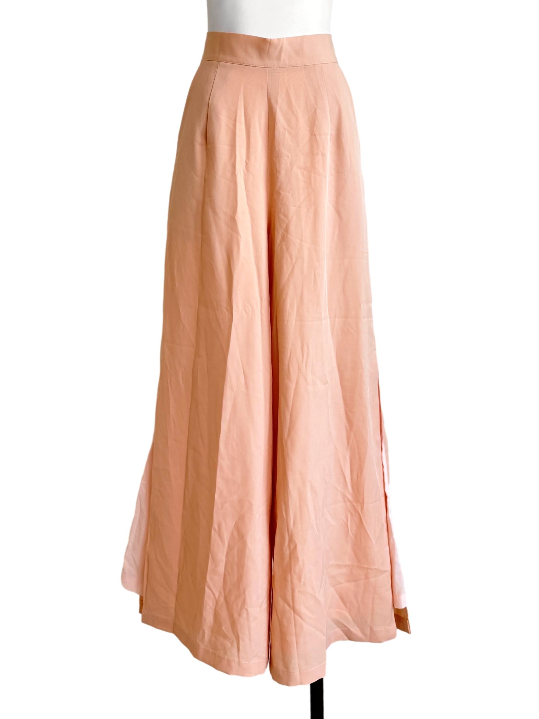 Peach Pink Wide Leg Pants