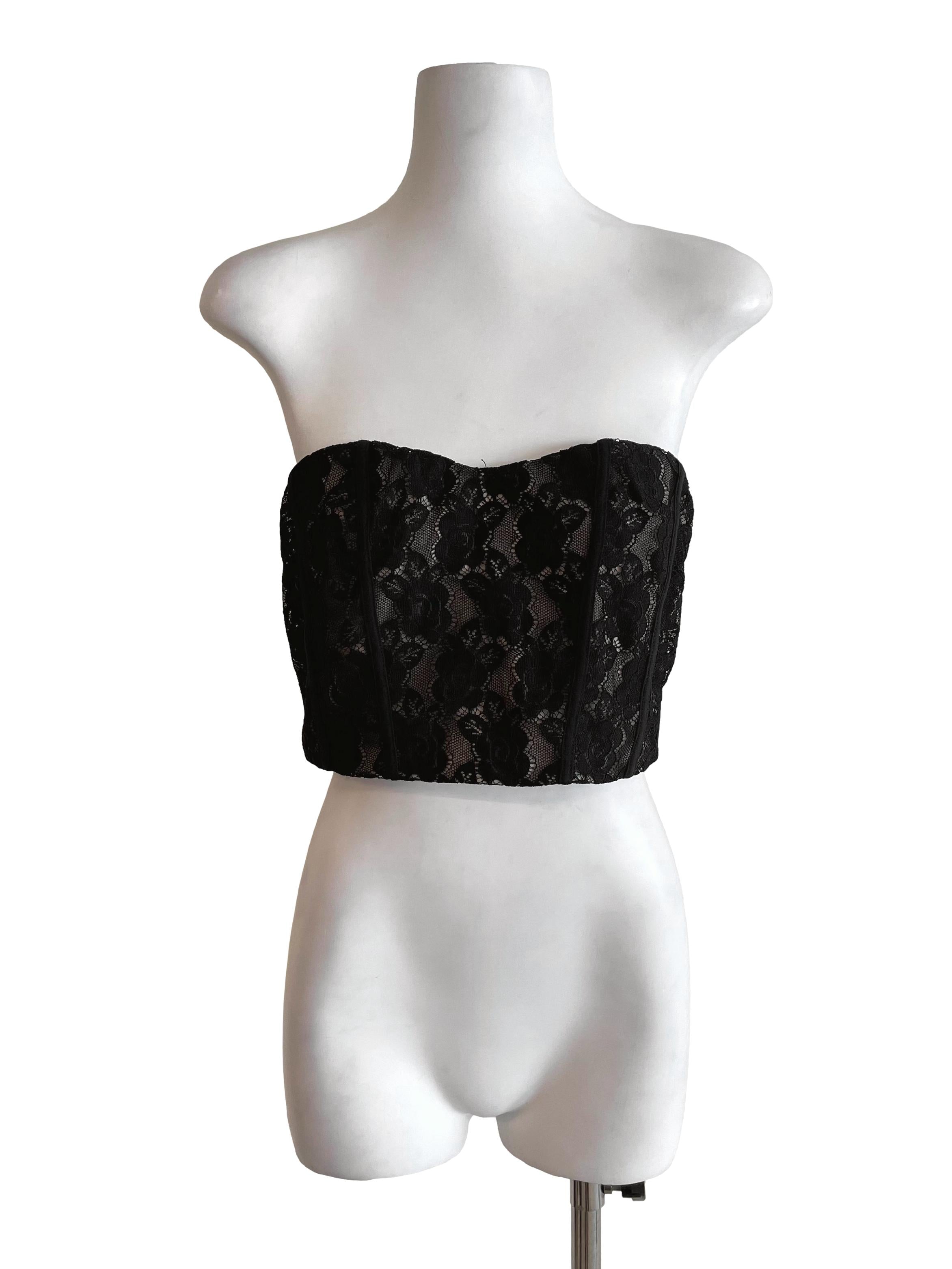 Black Lace Strapless Top