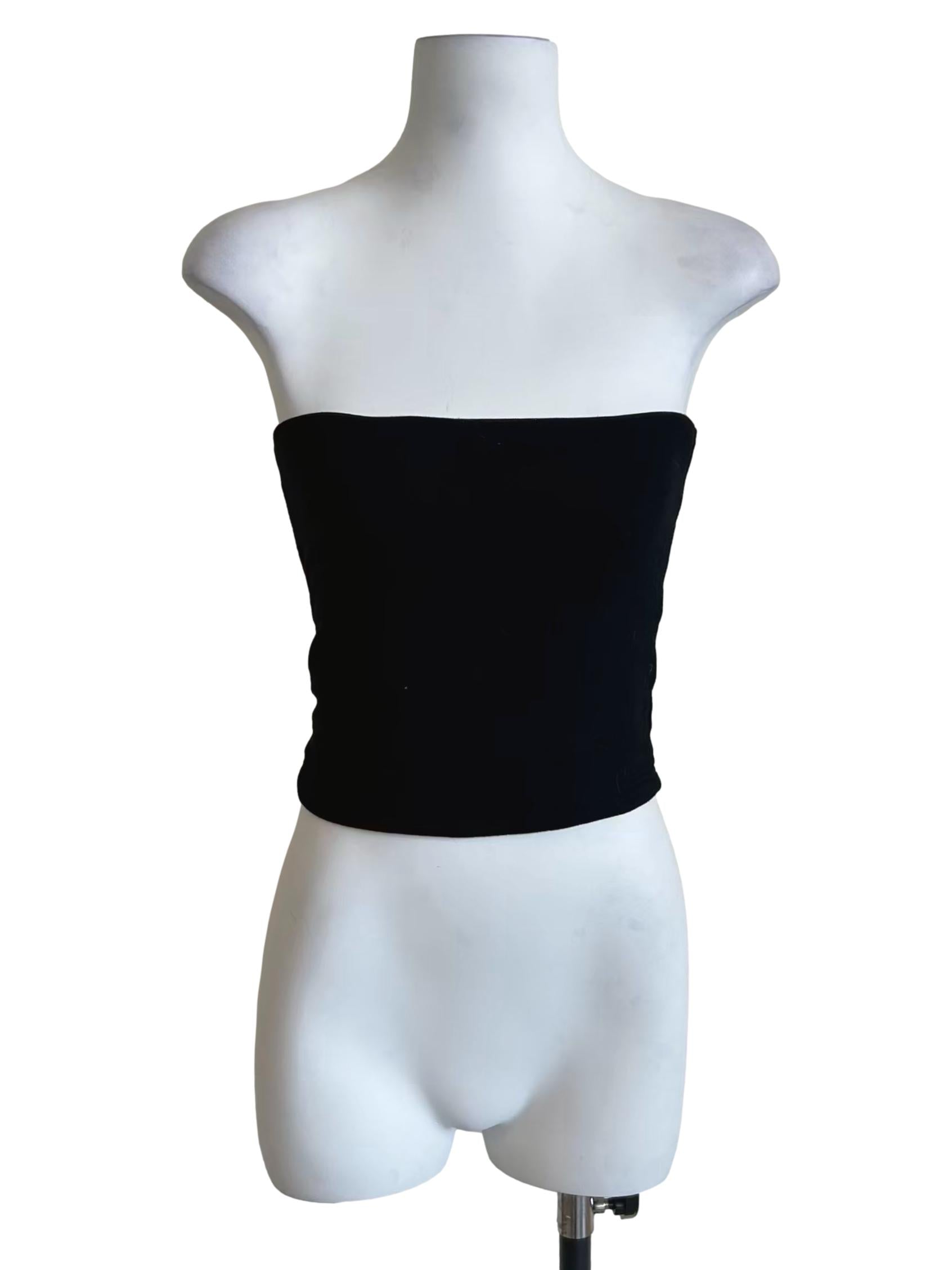 Black Plain Elastic Strapless Tube Top