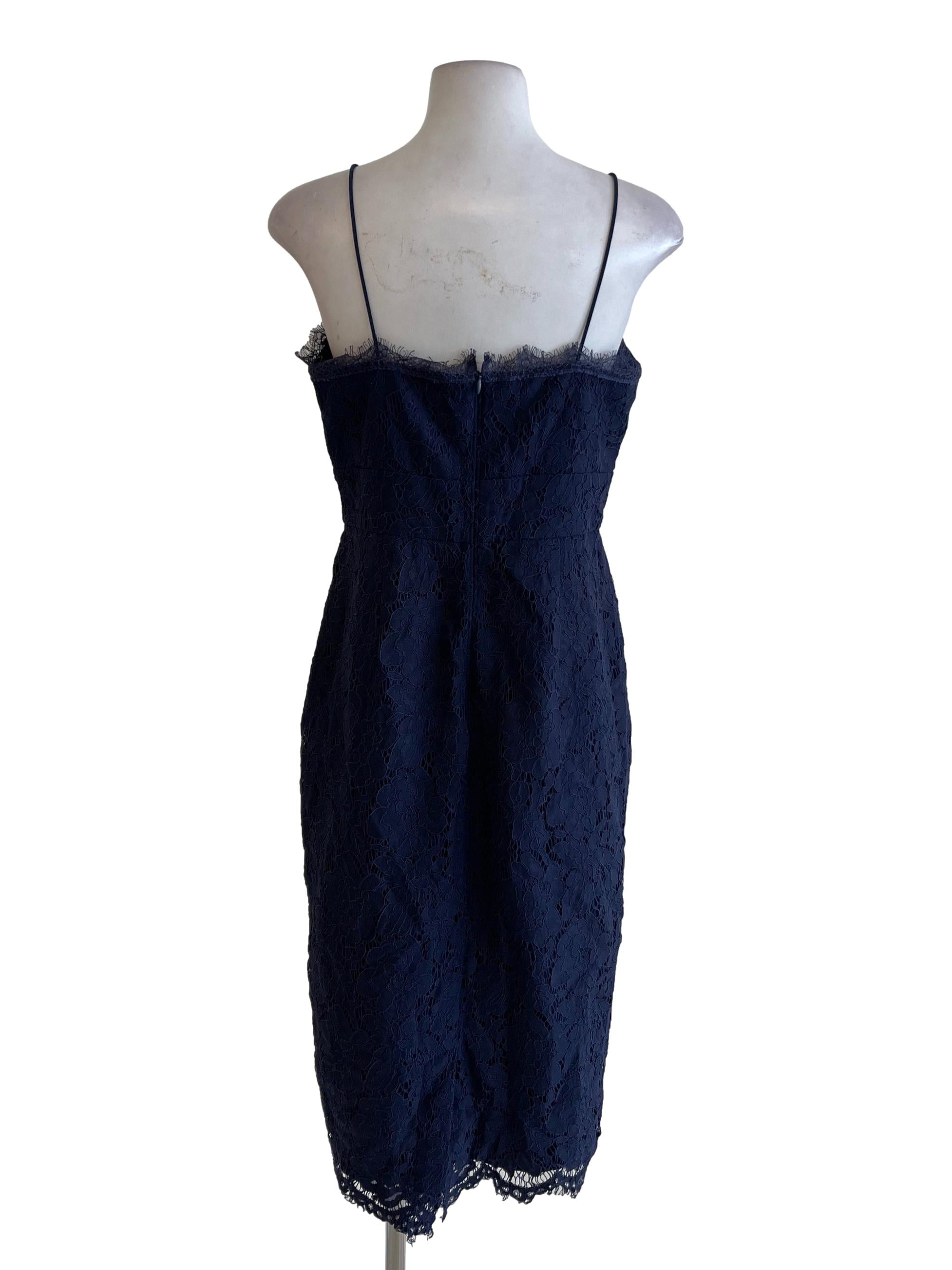 Navy Blue Floral Lace Dress