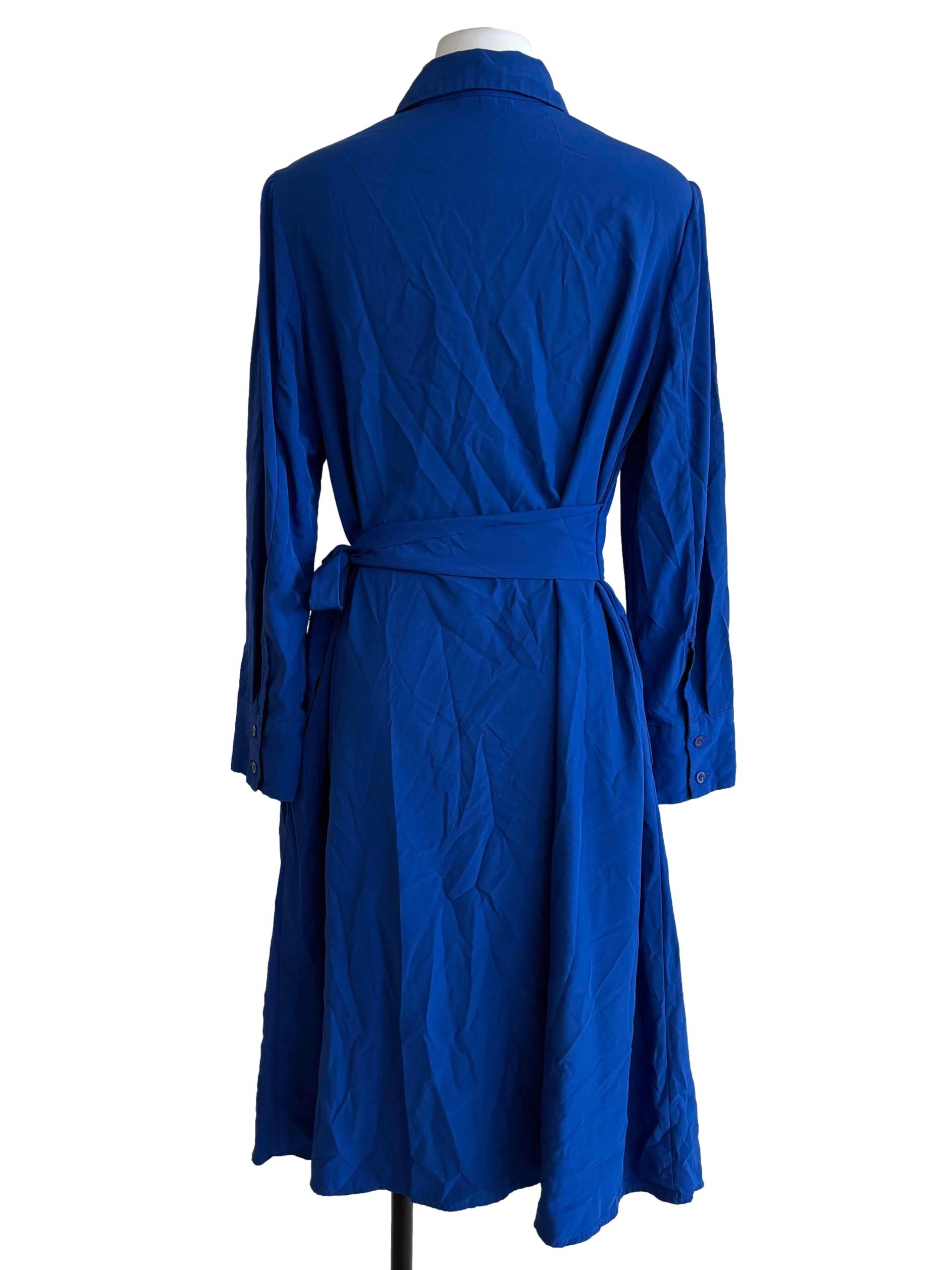 Azure Blue Wrap Shirt Dress