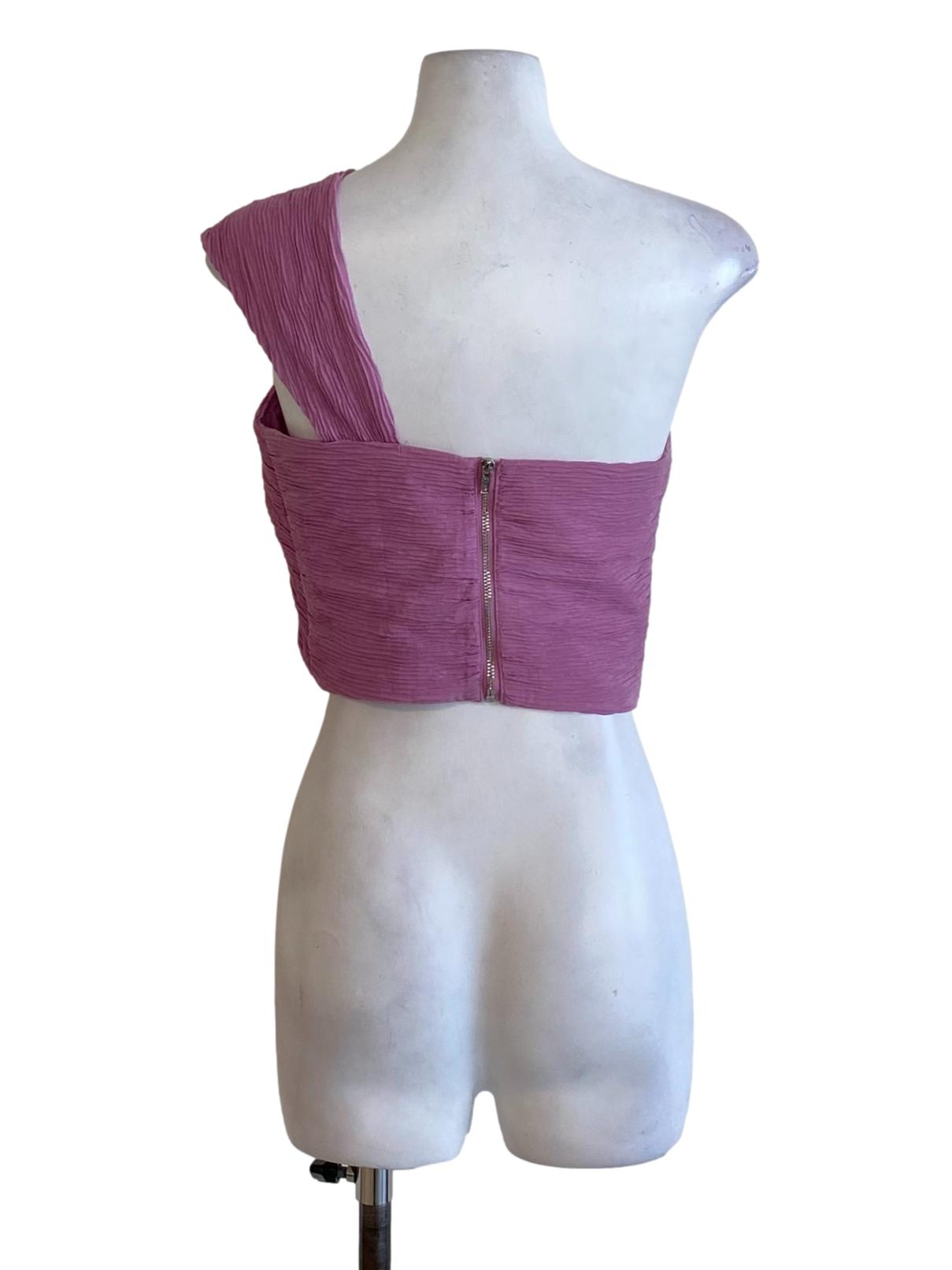 Orchid Purple Twisted One Shoulder Cropped Top