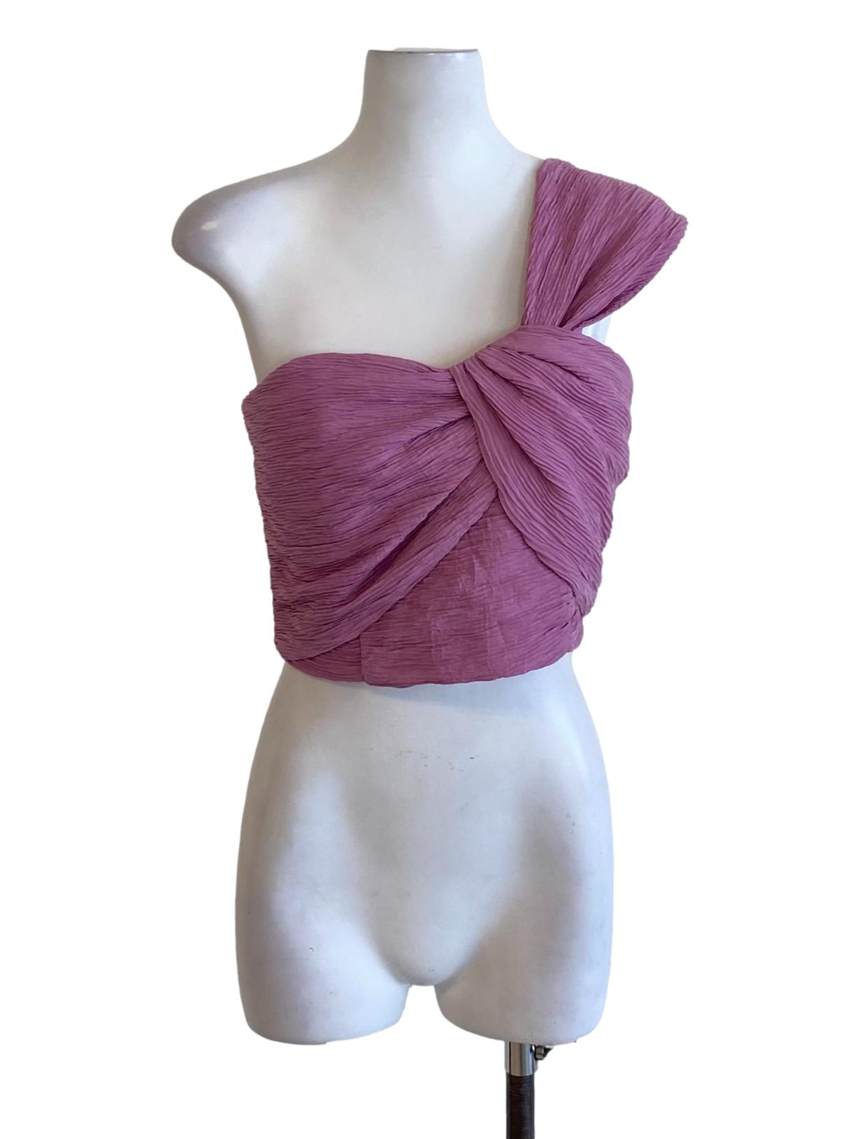 Orchid Purple Twisted One Shoulder Cropped Top