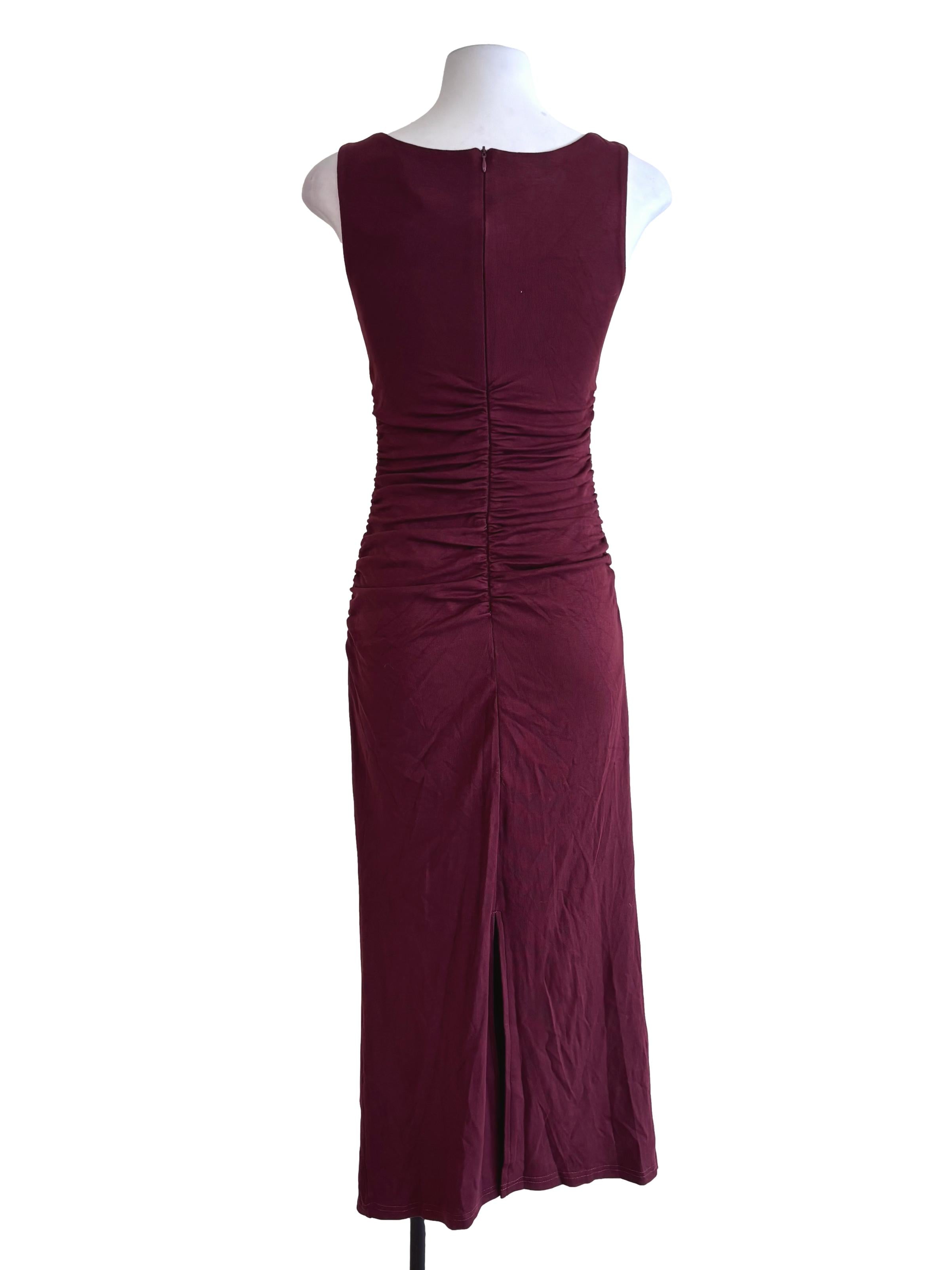 Burgundy Red Lace Hem Square Neck Ribbed Dress
