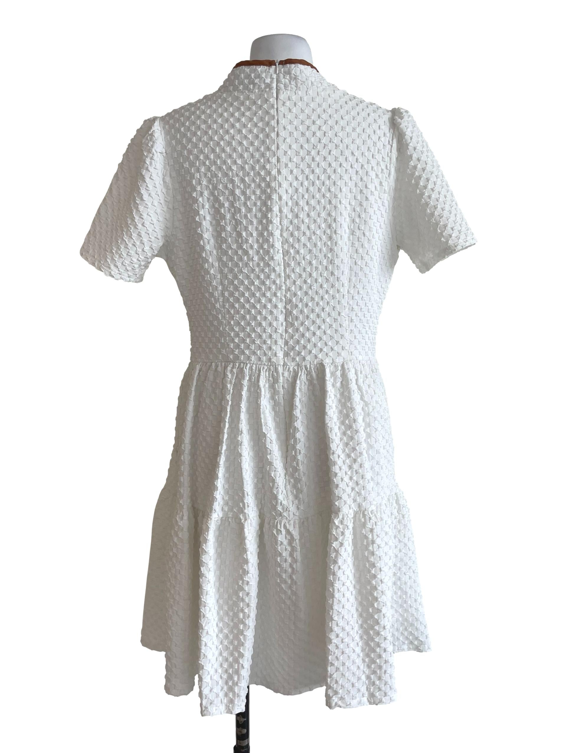 White Textured Tiered Dress