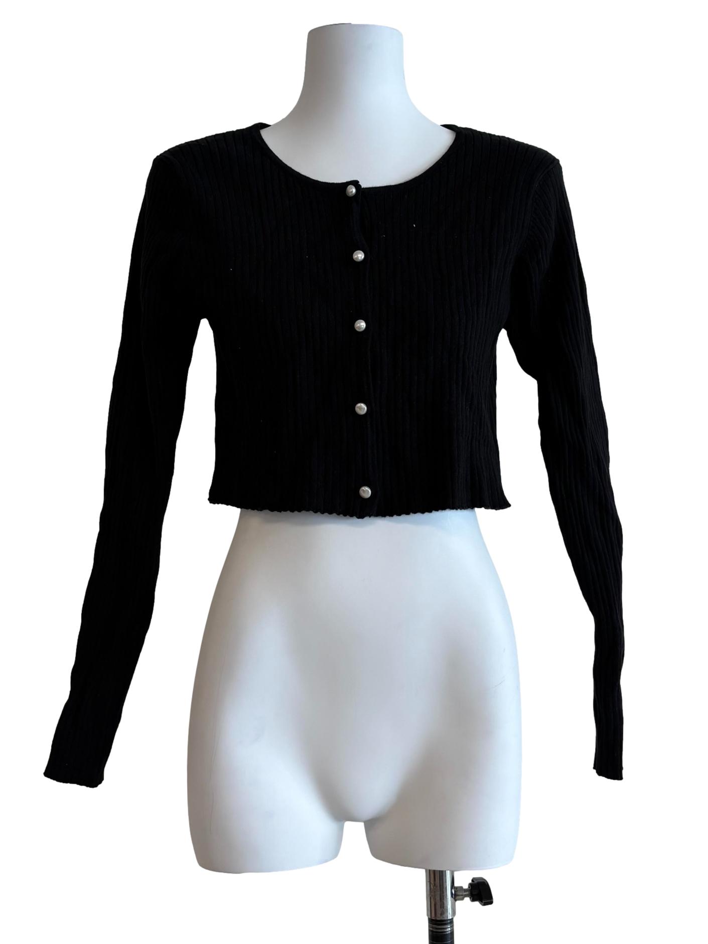 Rich Black Knit Cardigan