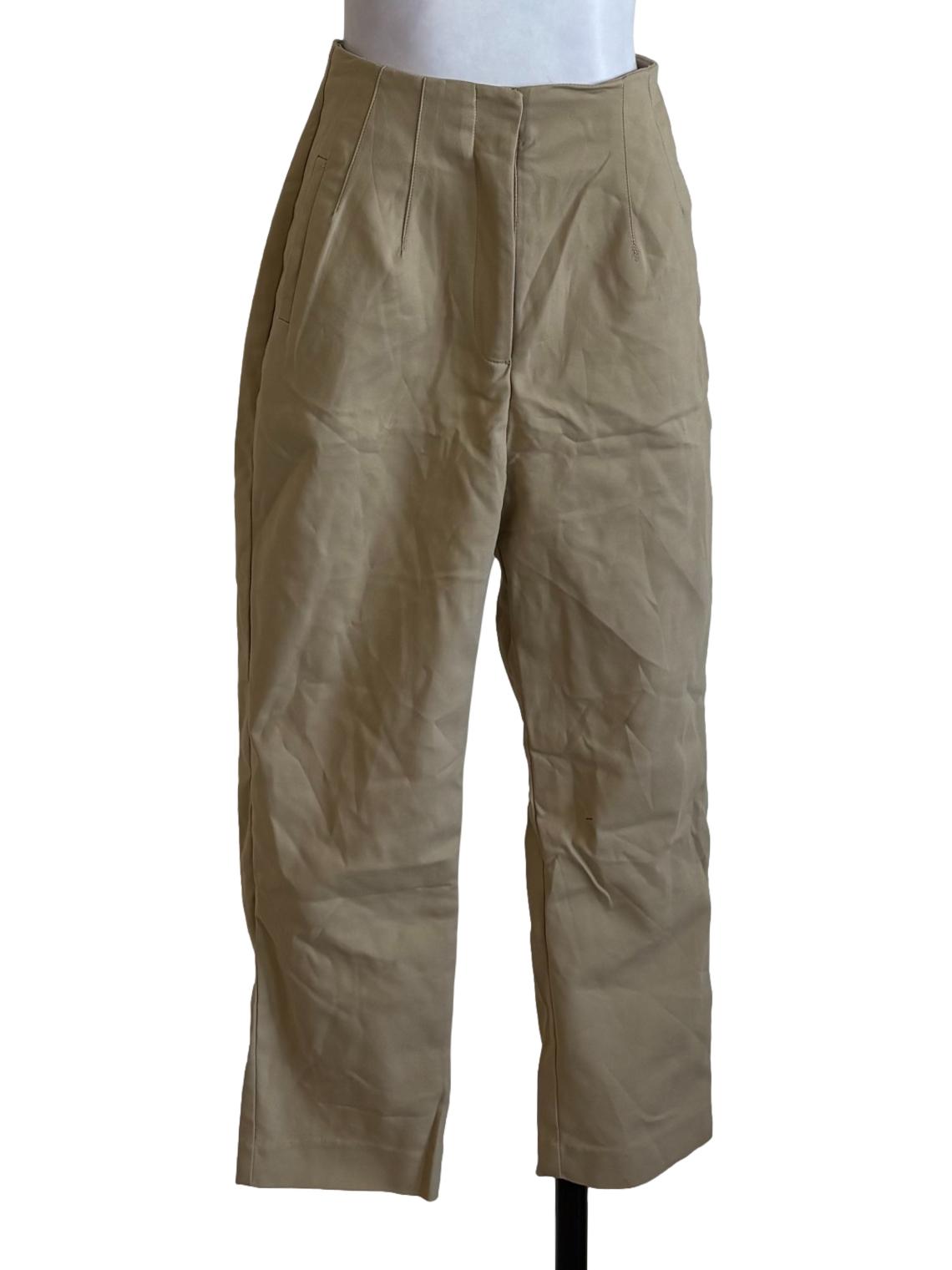 Beige Pleated Pegged Pants LB