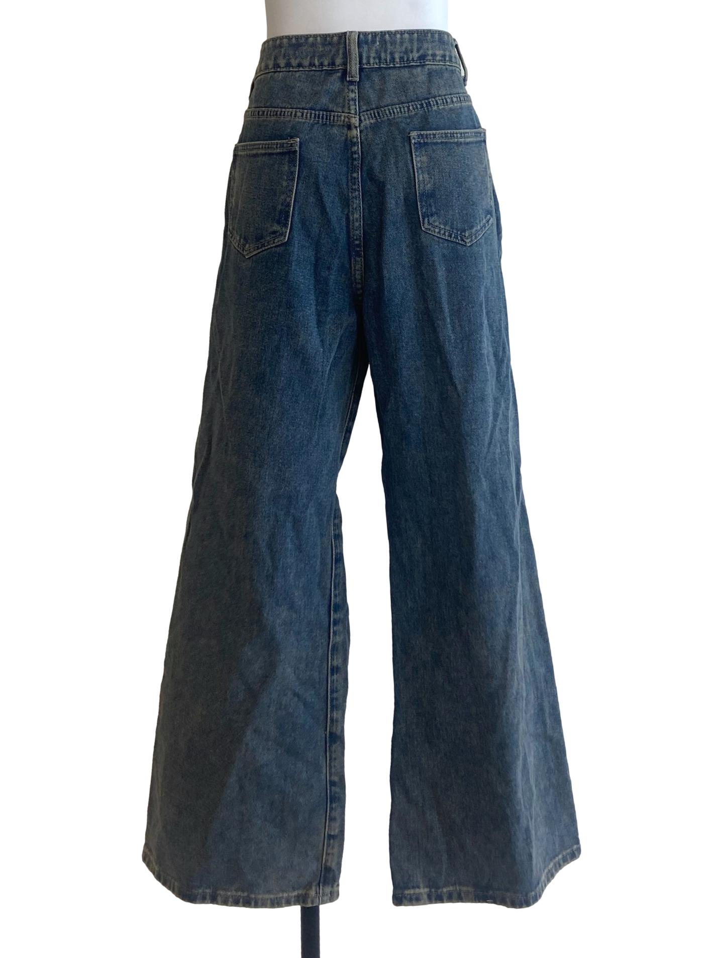 Blue Distressed Flare Jeans