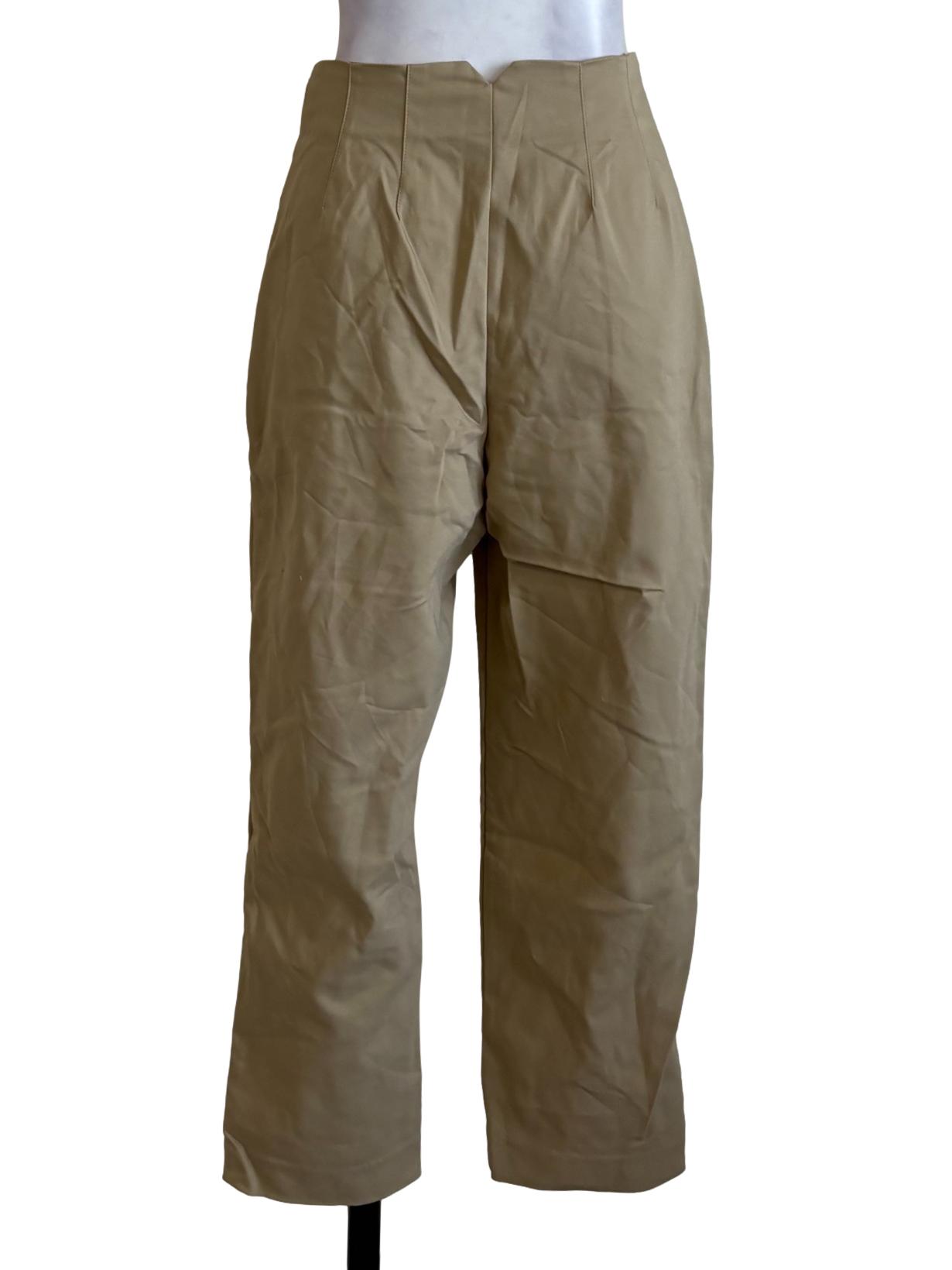 Beige Pleated Pegged Pants LB