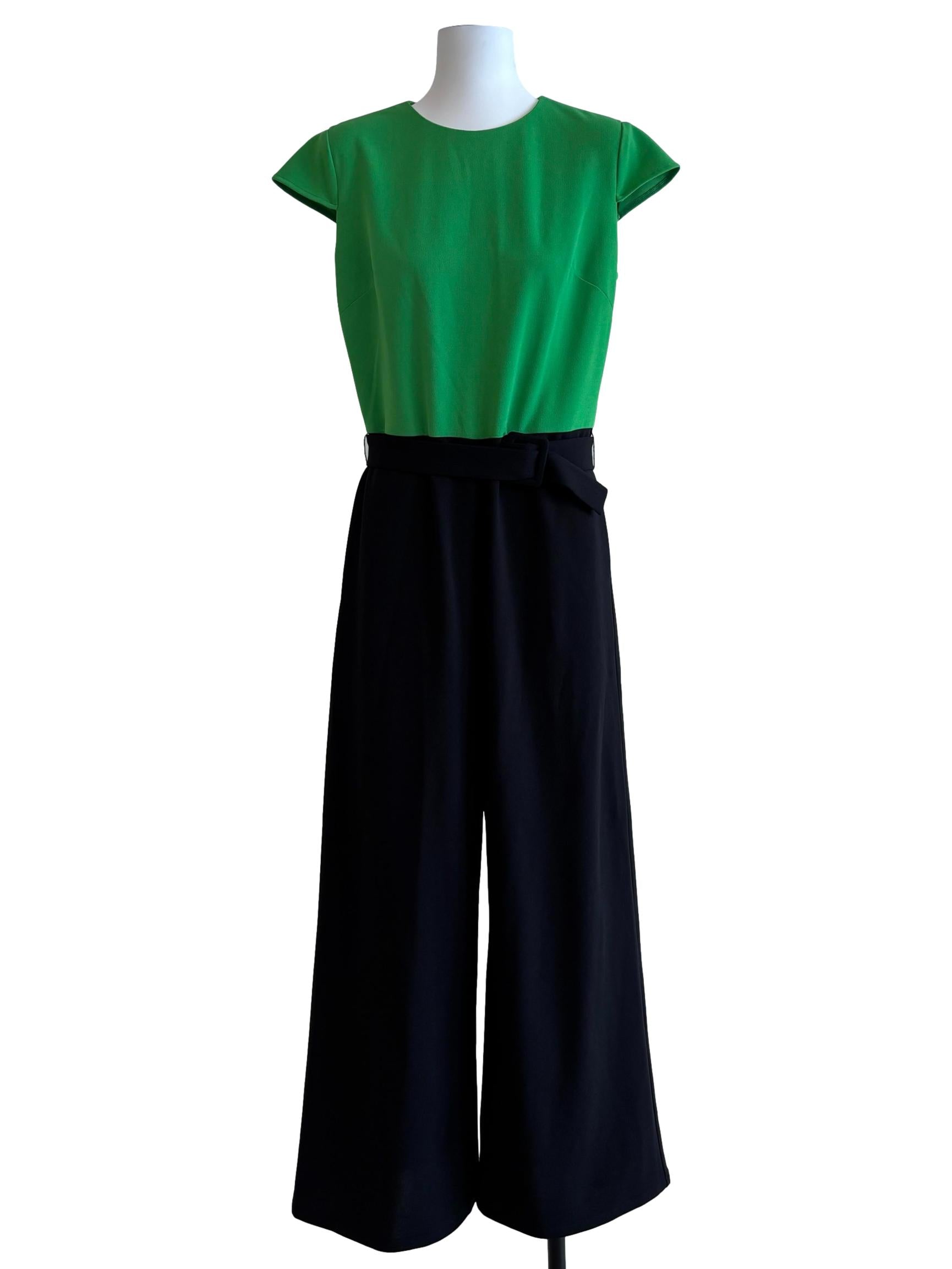 Green And Black Short Sleeve Jumpsuit