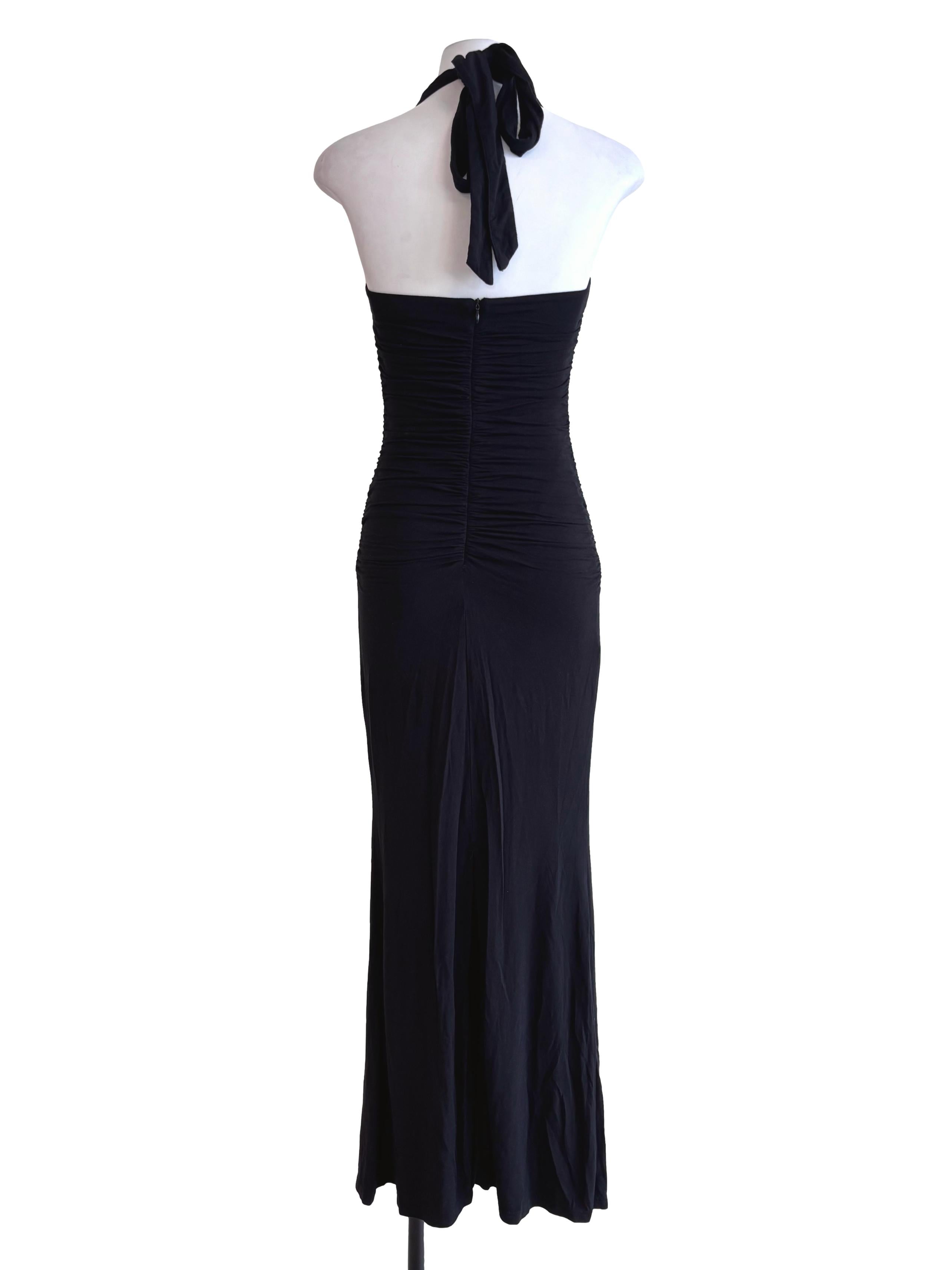 Black Tie Strap Halter Fitted Dress