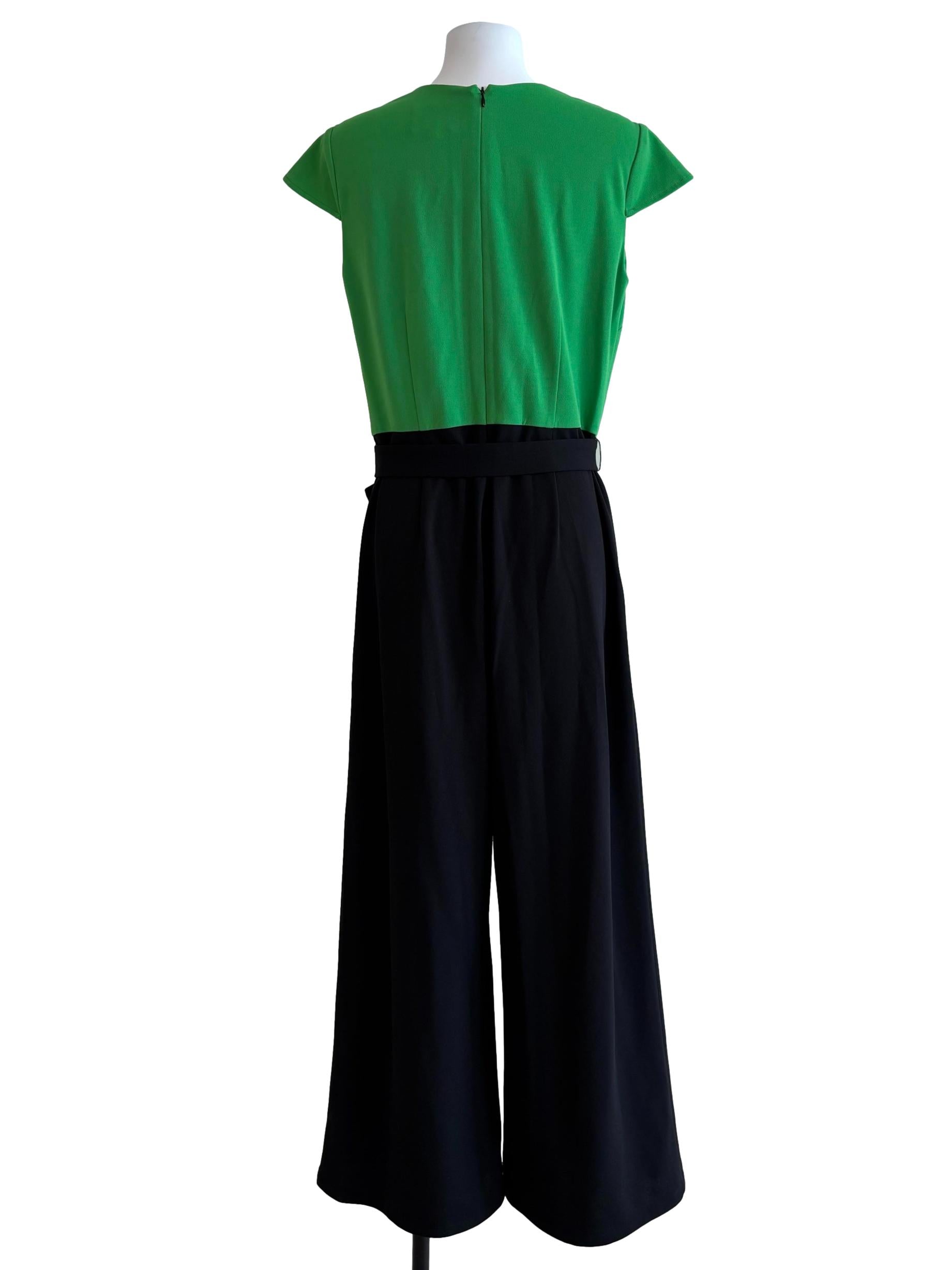 Green And Black Short Sleeve Jumpsuit