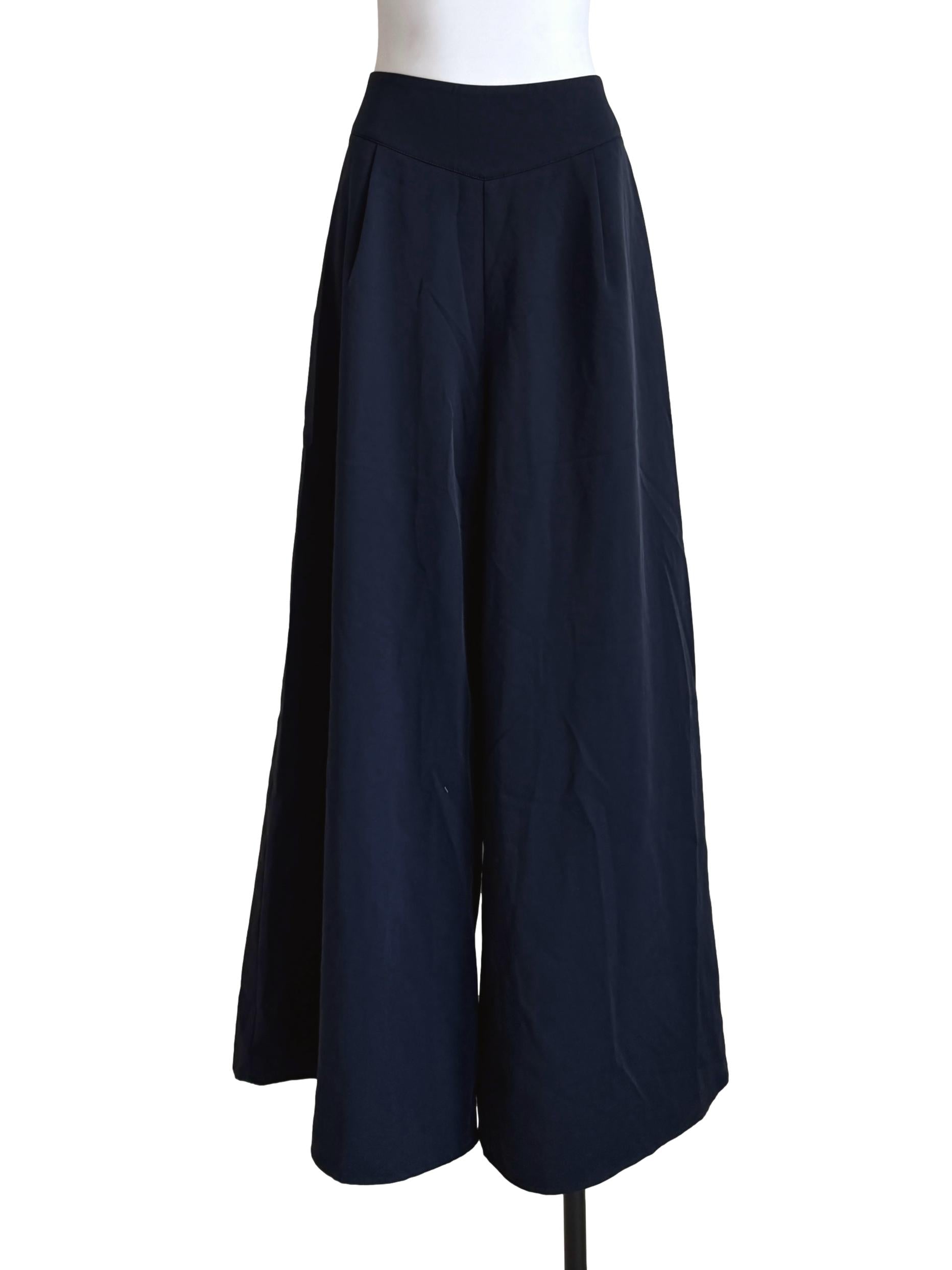 Navy Blue Wide Leg Pants