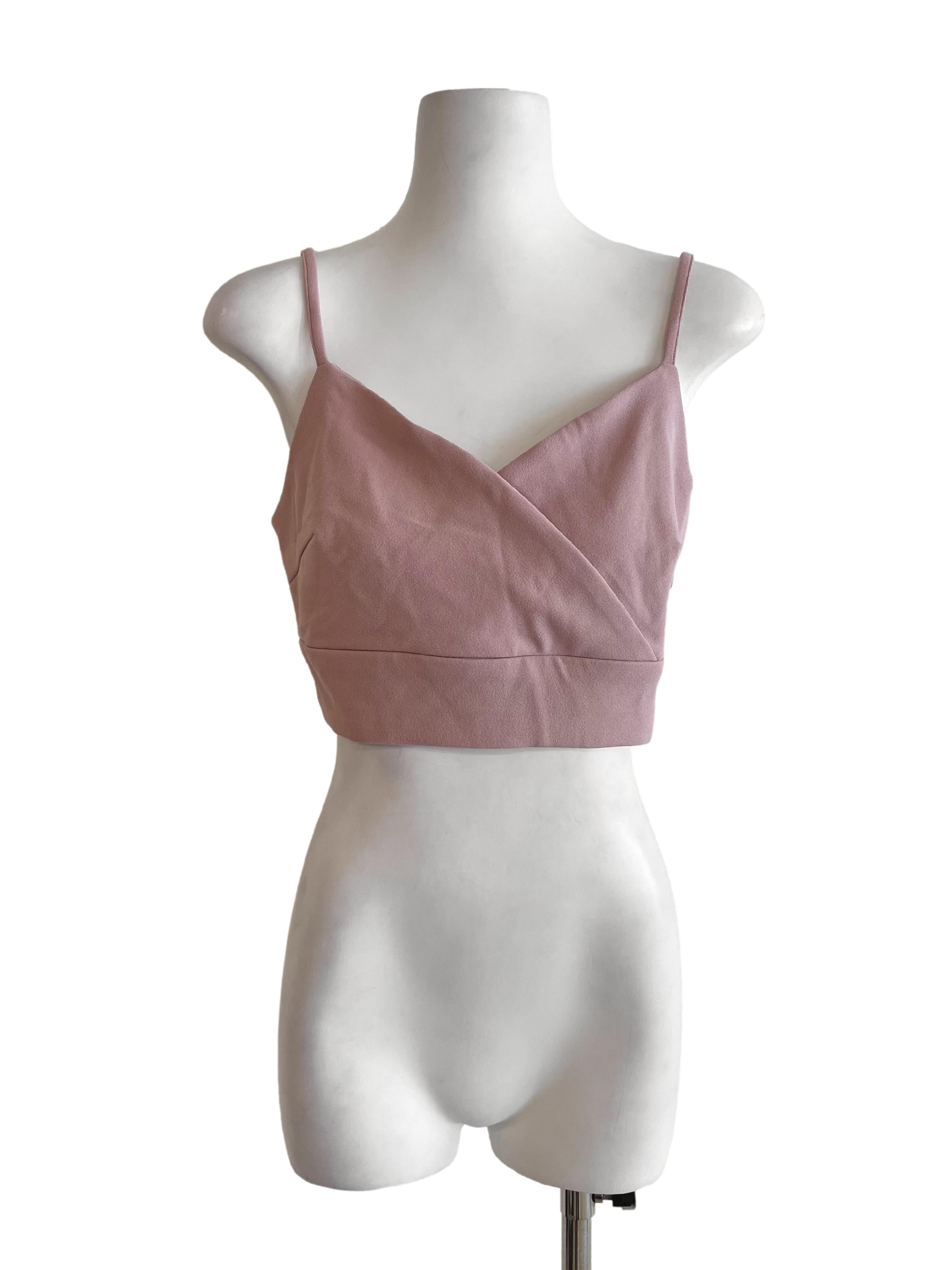 Dull Pink V Neck Crop Top