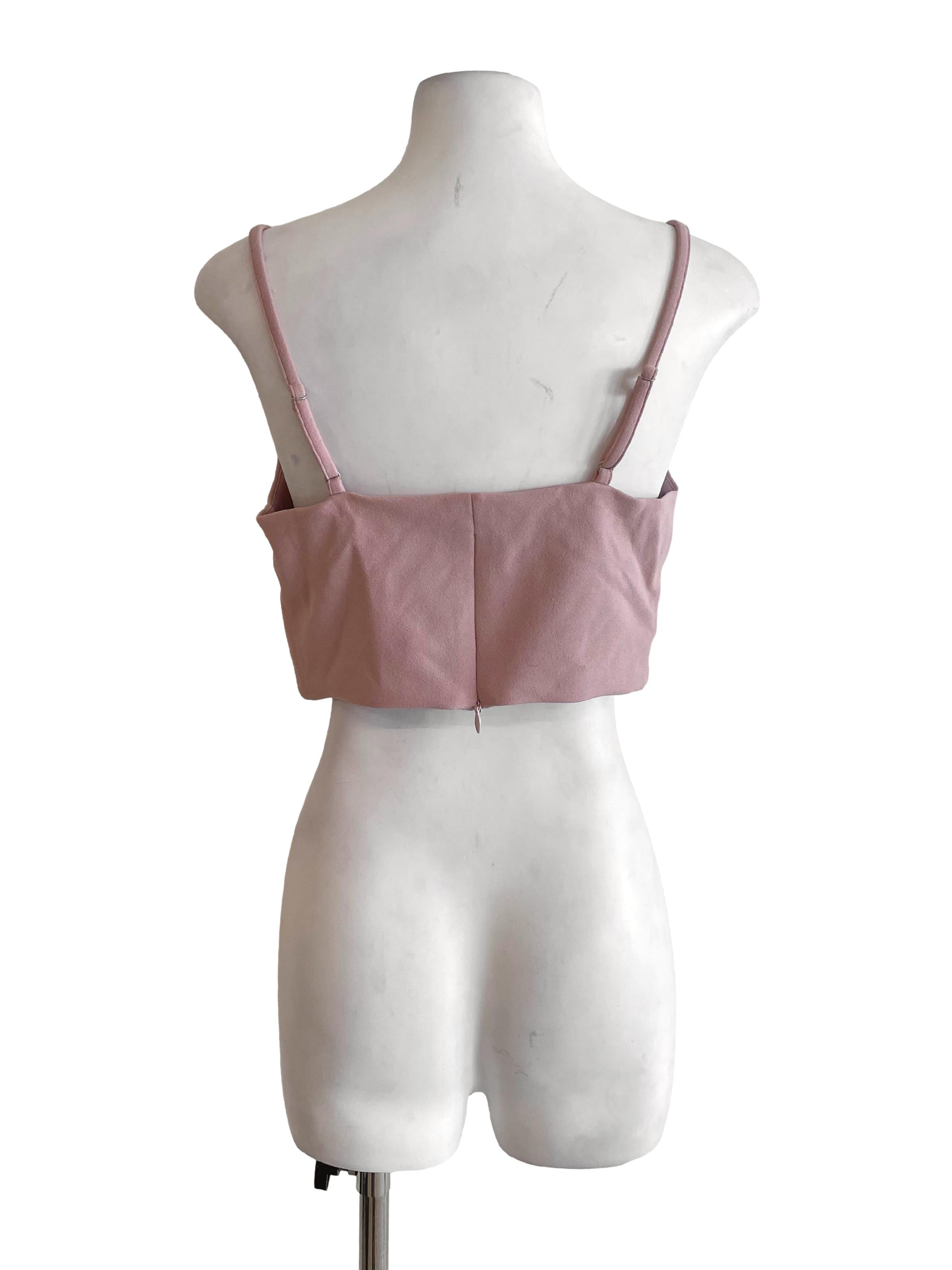 Dull Pink V Neck Crop Top
