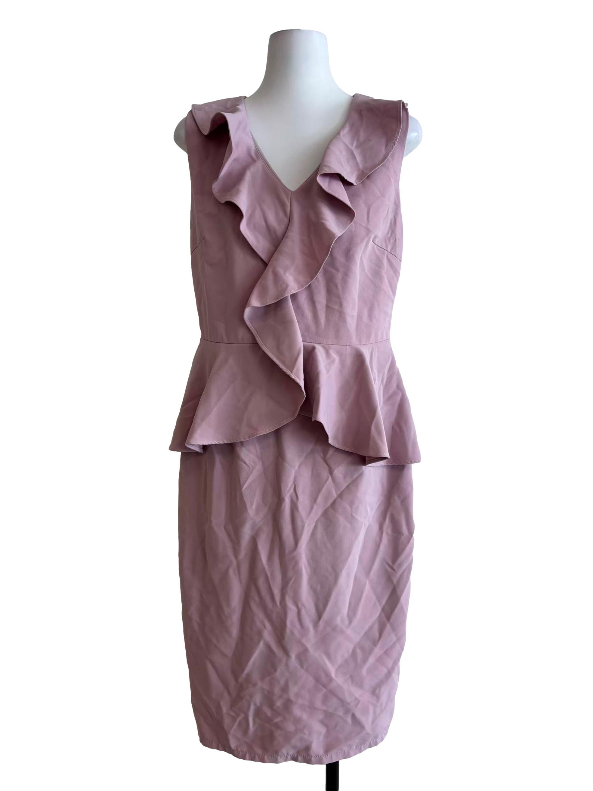 Bubblegum Pink Ruffle Pencil Dress