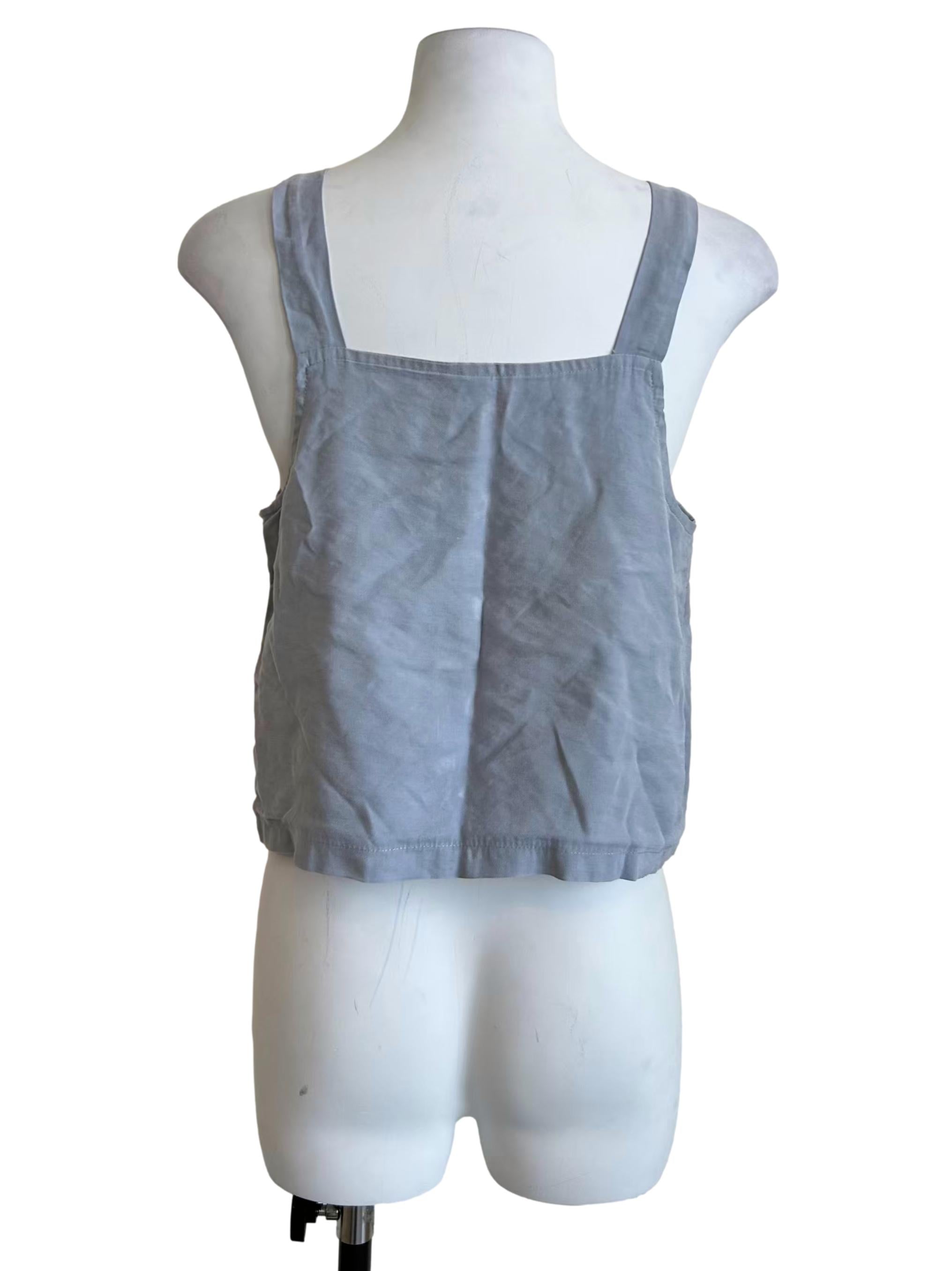 Slate Blue Button Front Linen Cami