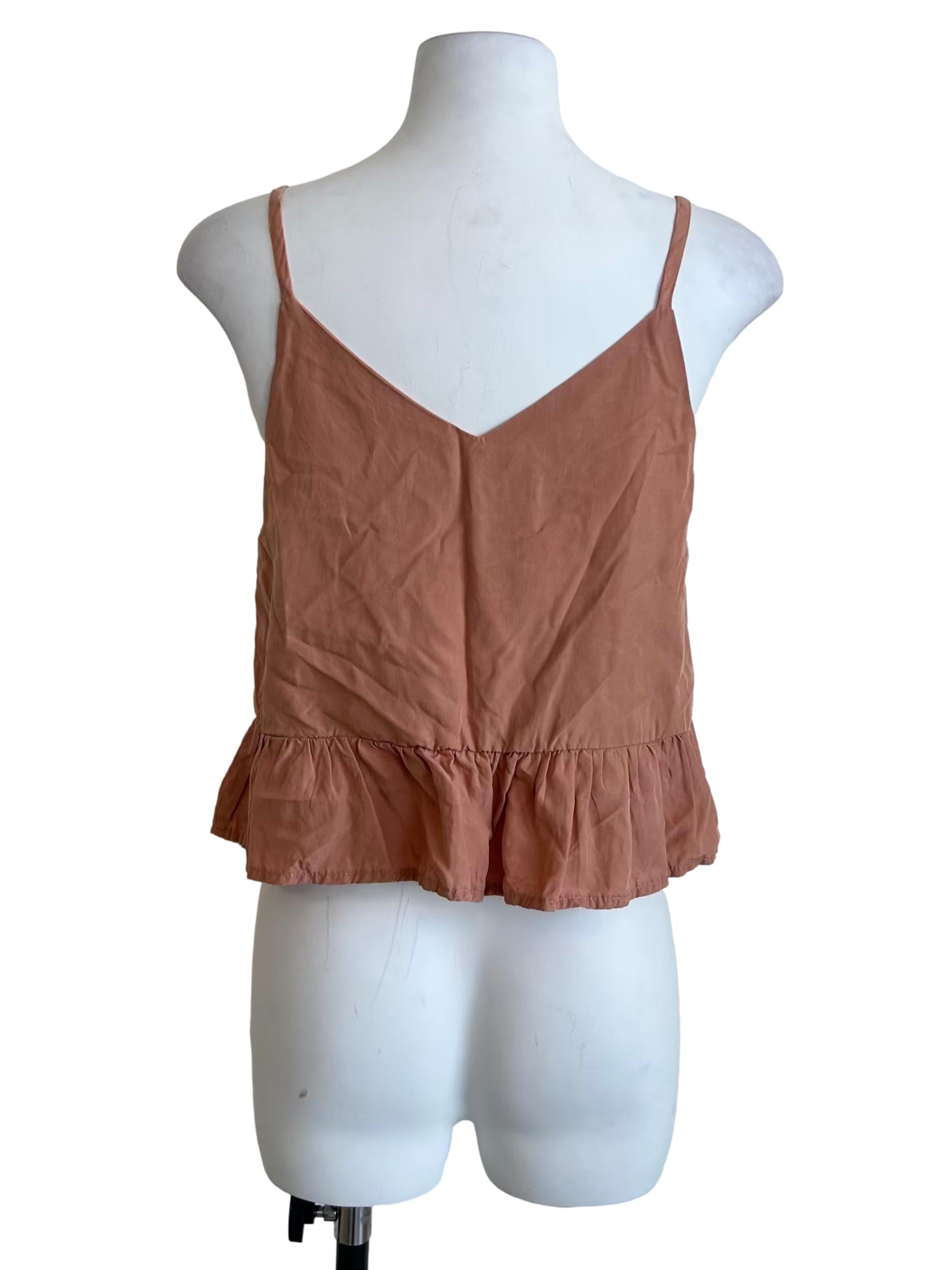 Coral Pink Button Up Ruffle Cami