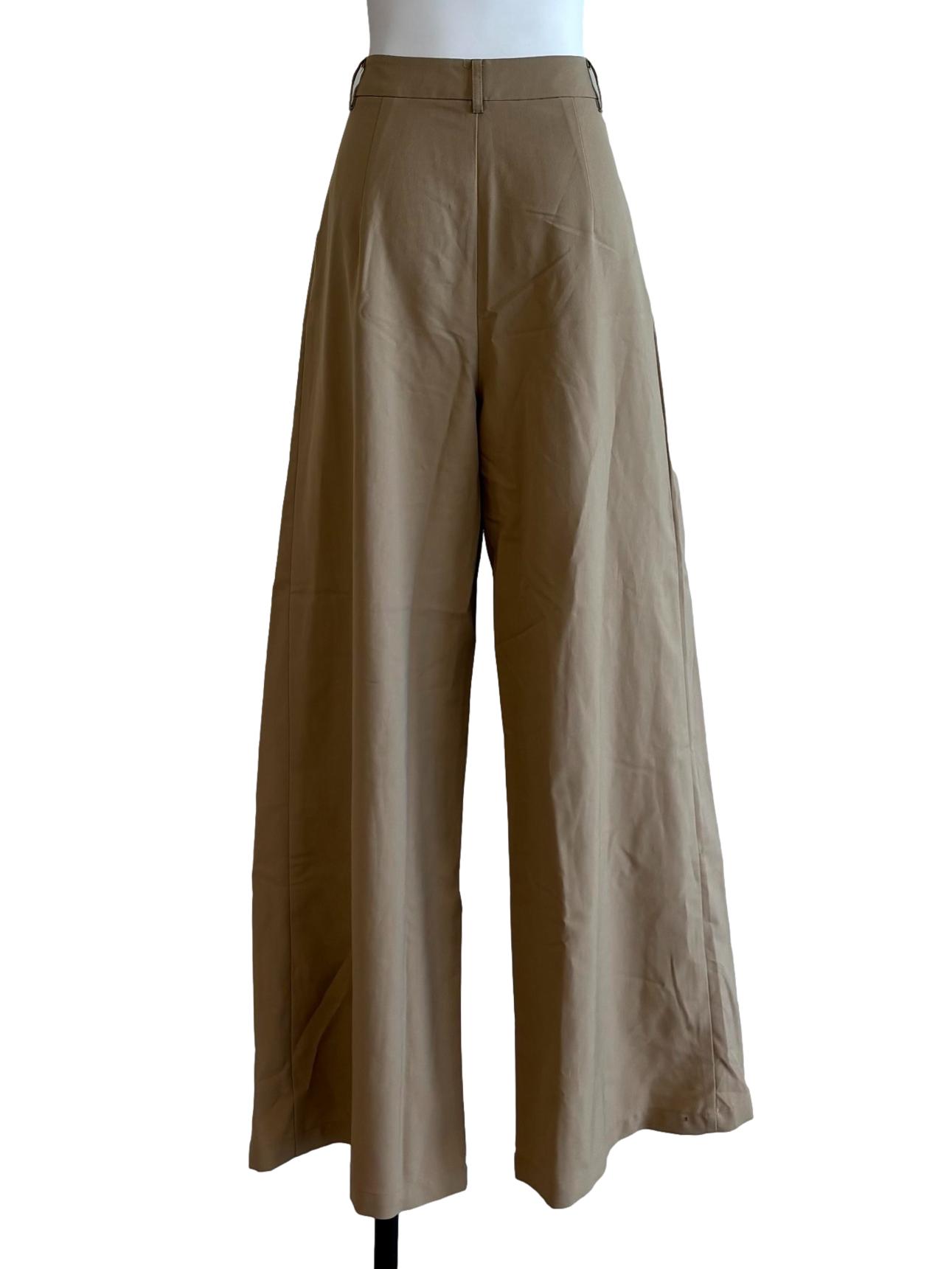 Buff Brown Pleated Wide Leg Pants